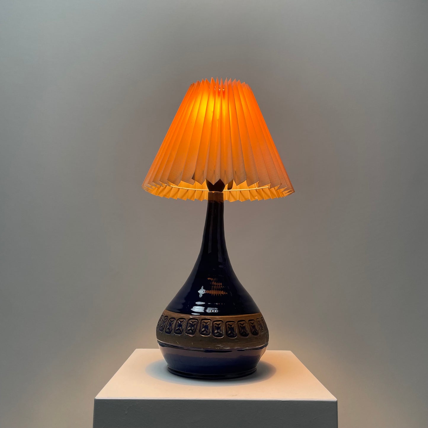 Danish blue ceramic table lamp from 1950