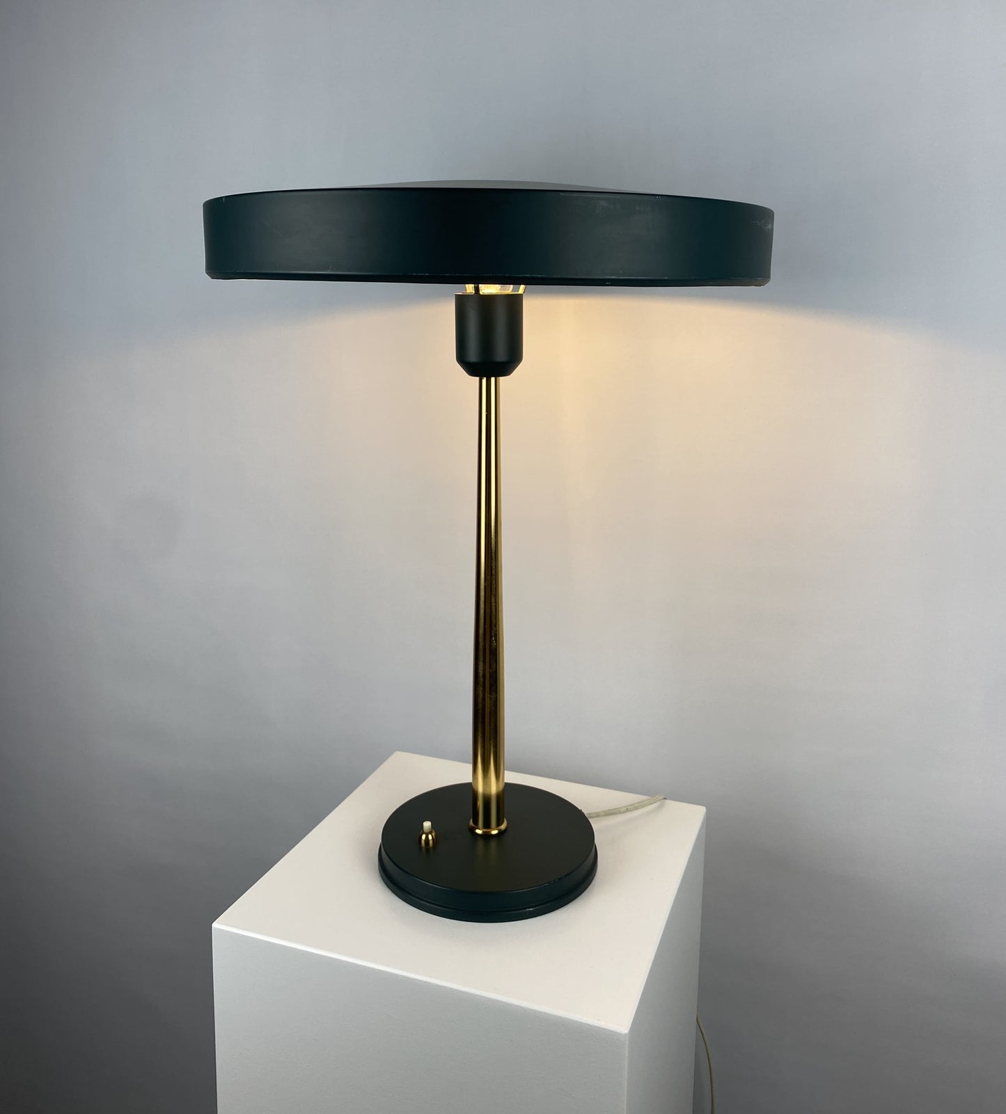 Dark green and gold table lamp Timor 69 by Louis Kalff for Philips