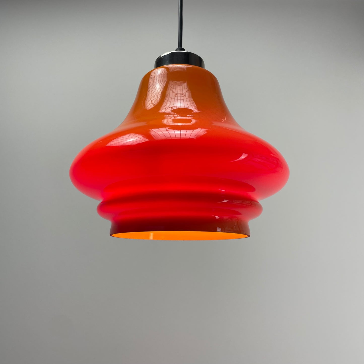 Glass orange pendant light from Germany 1960