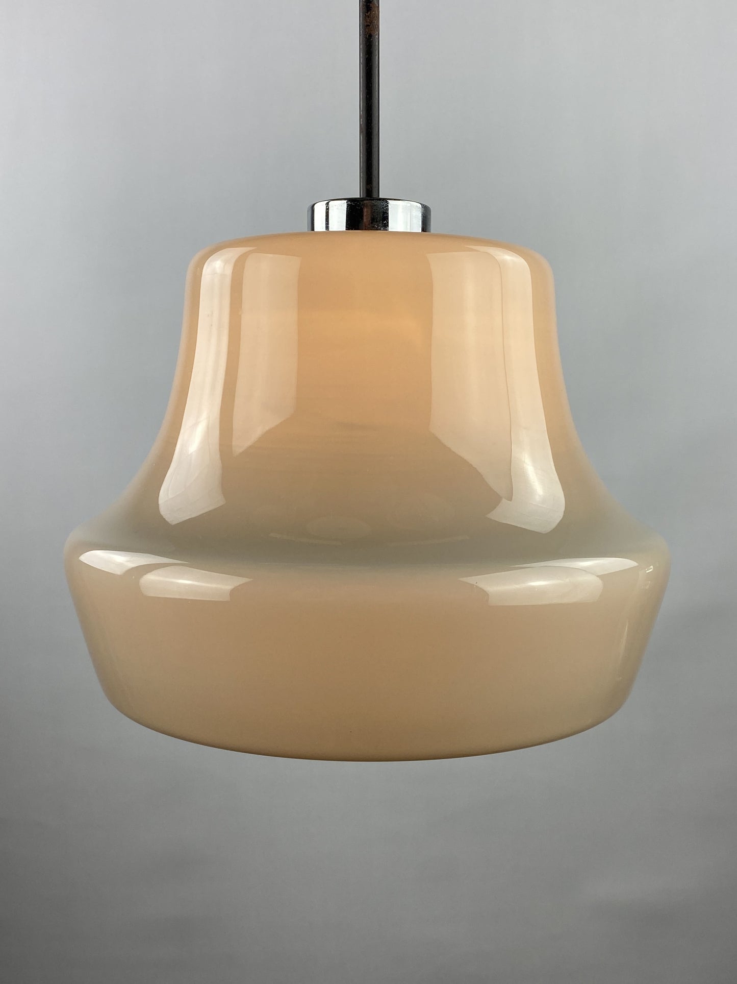Grey opaline glass pendant light by Glasfabriek De Rupel 1970