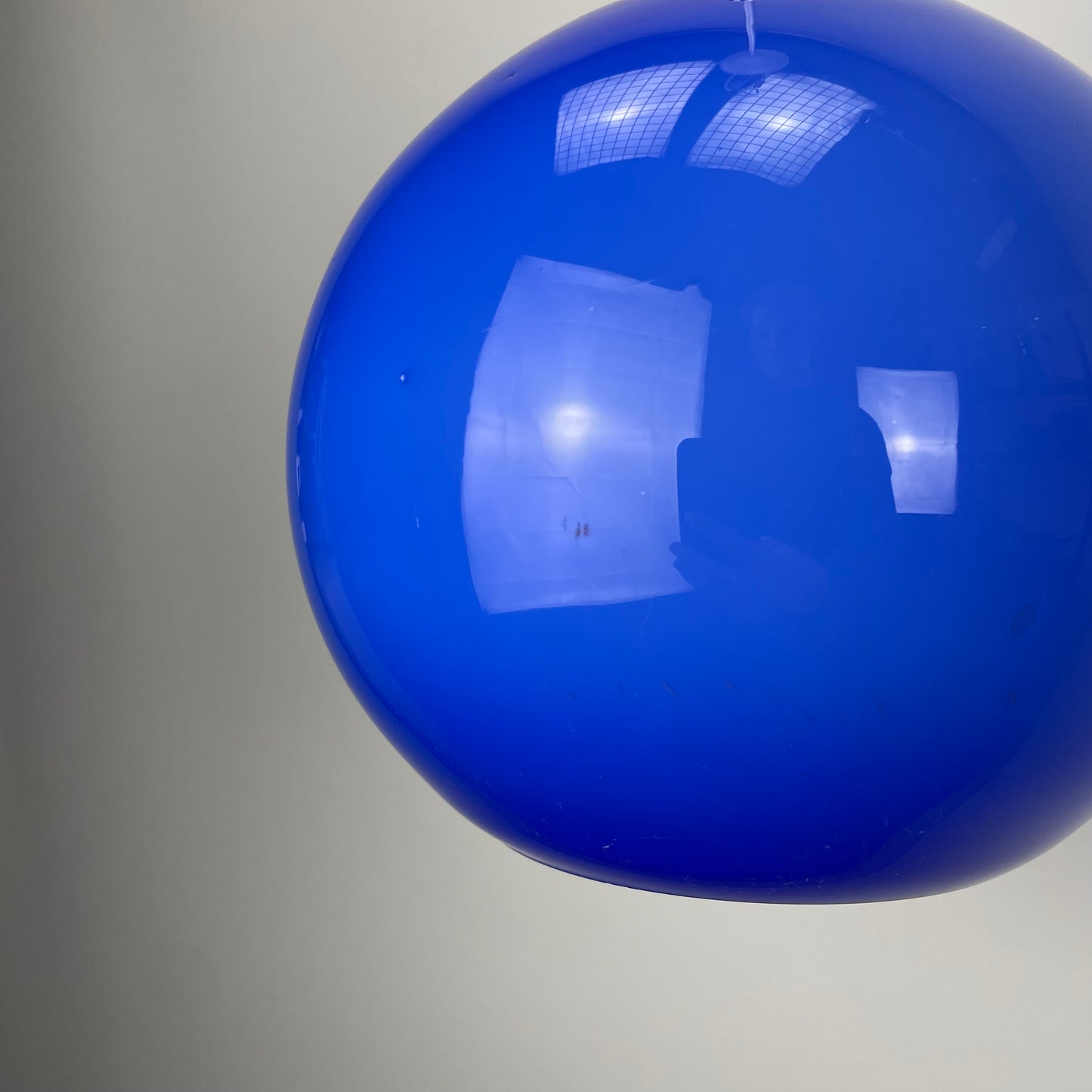 Rare blue glass globe pendant light by Peill and Putzler 1960