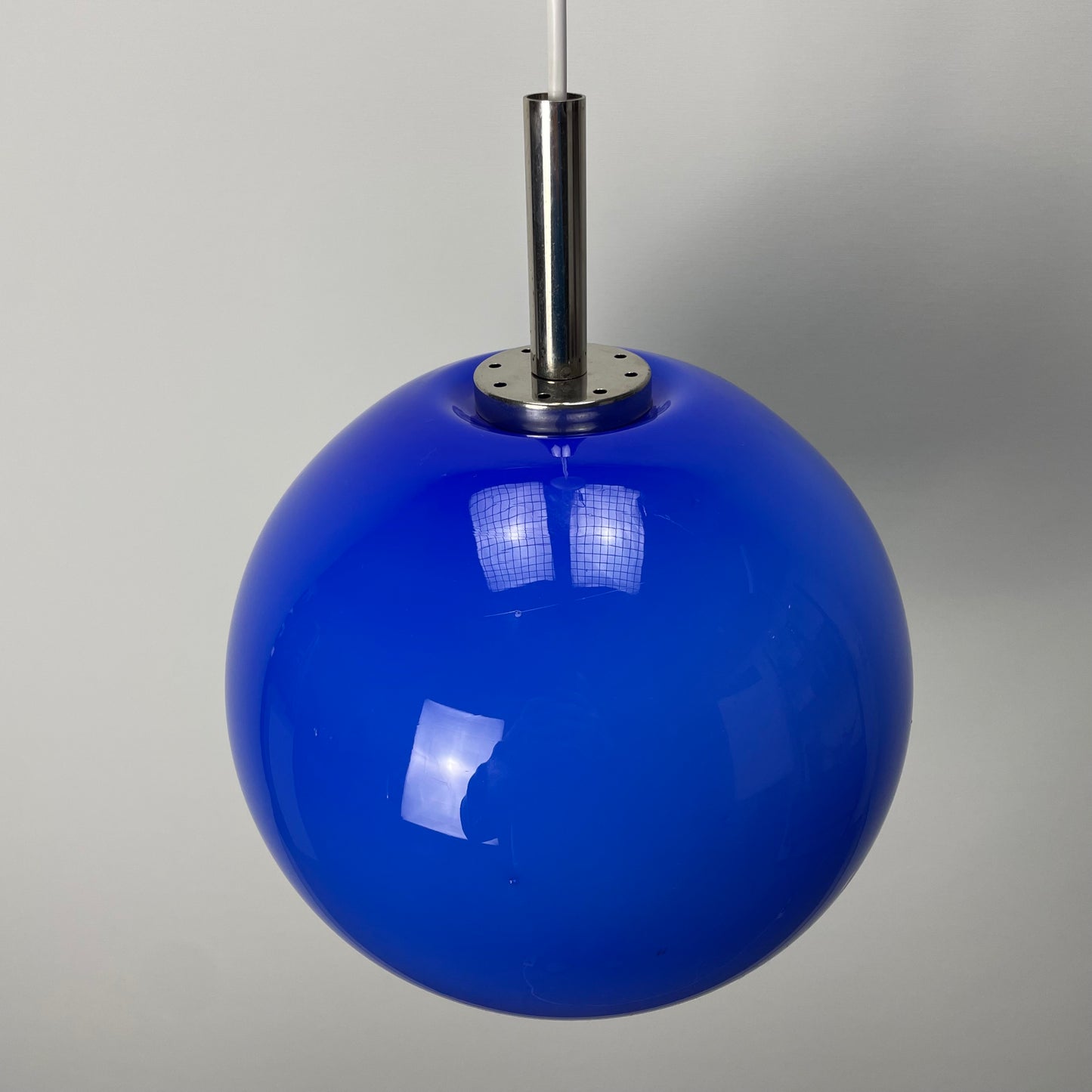 Rare blue glass globe pendant light by Peill and Putzler 1960