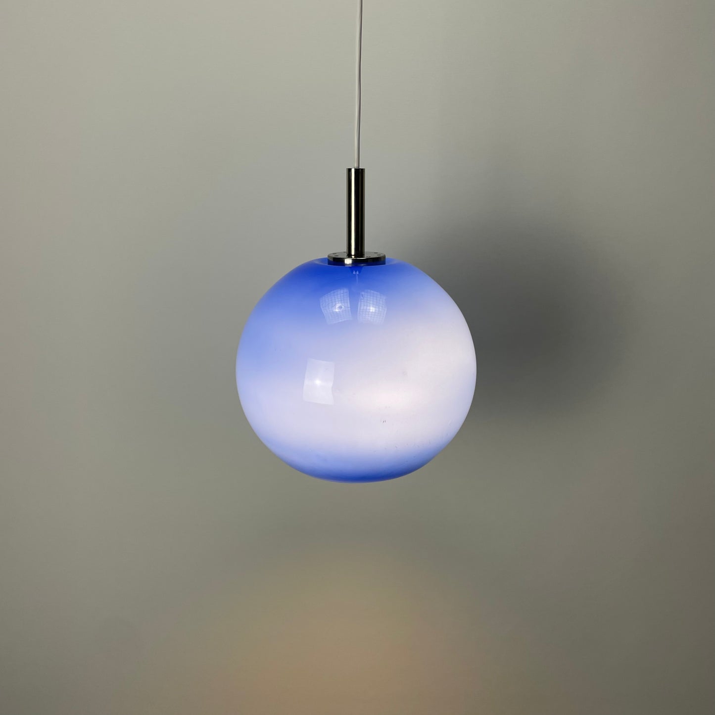 Rare blue glass globe pendant light by Peill and Putzler 1960