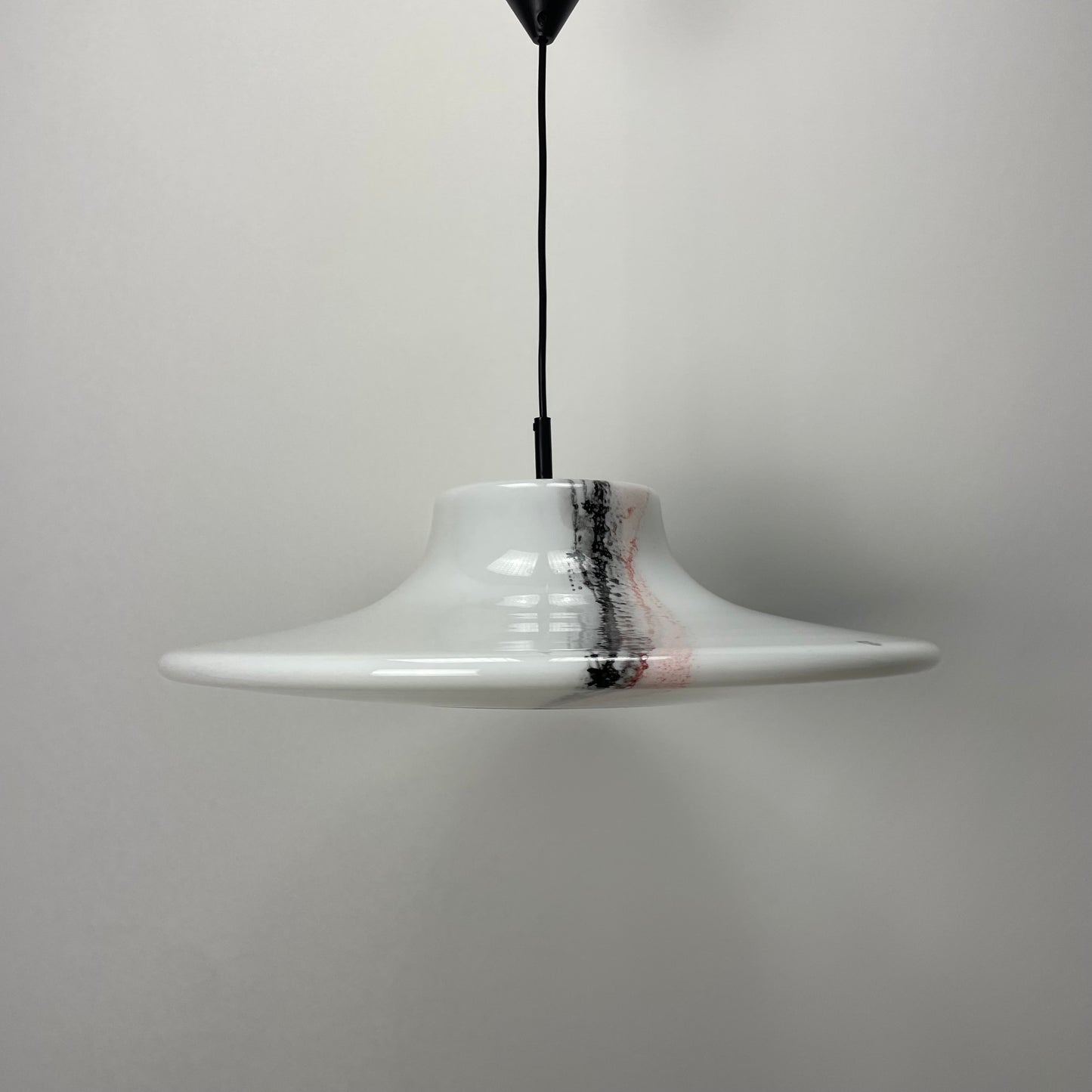 Large white glass UFO by Peill and Putzler pendant light XL 1970