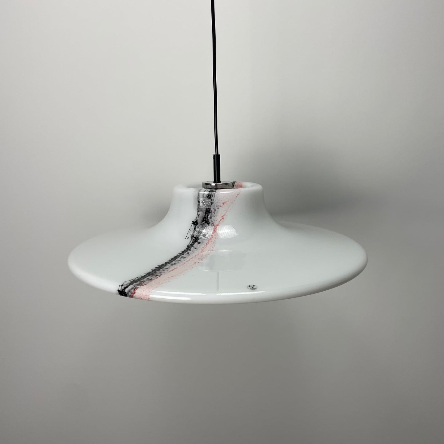 Large white glass UFO by Peill and Putzler pendant light XL 1970