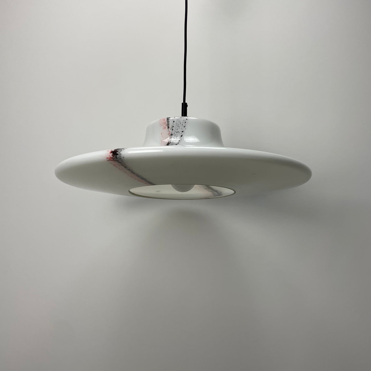 Large white glass UFO by Peill and Putzler pendant light XL 1970