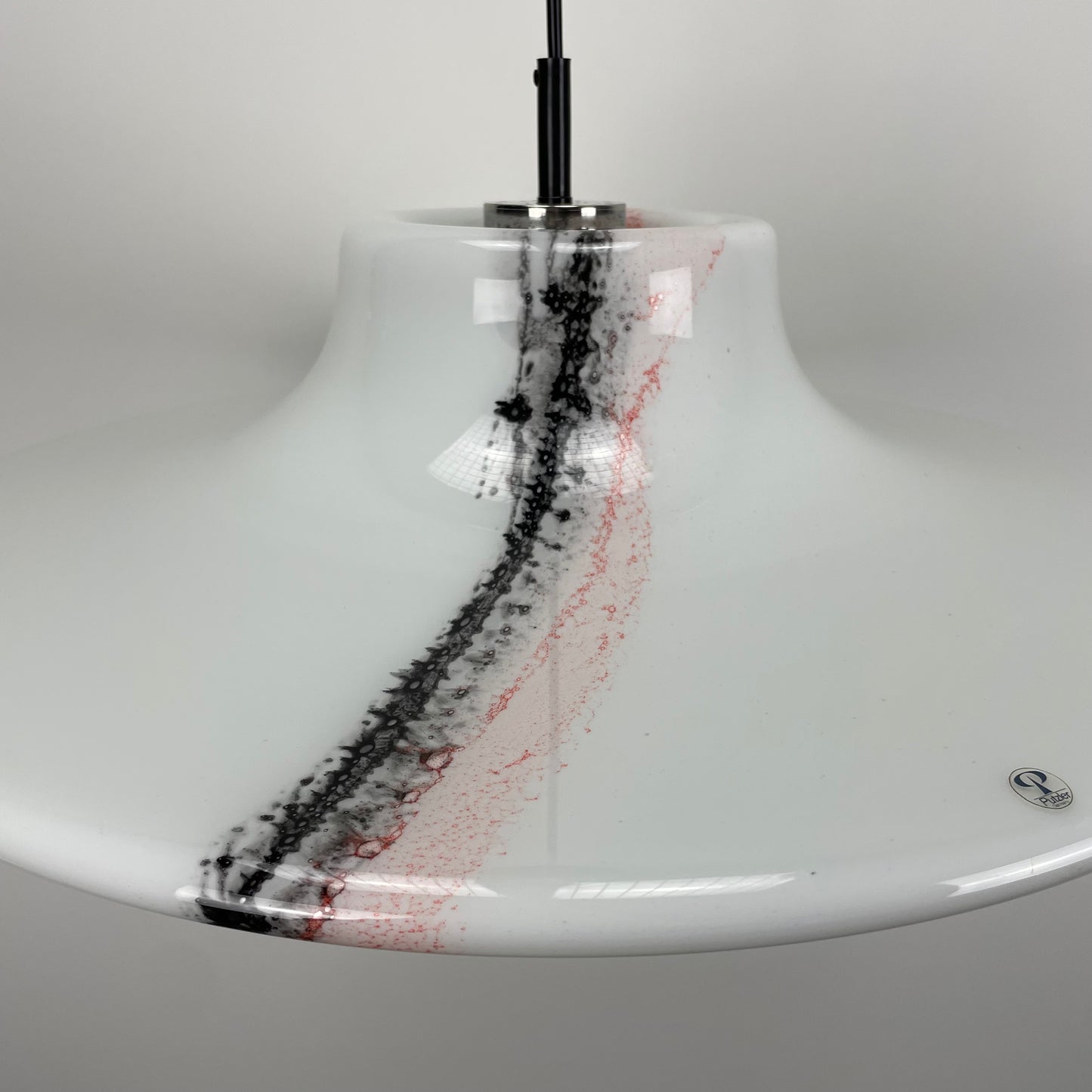 Large white glass UFO by Peill and Putzler pendant light XL 1970