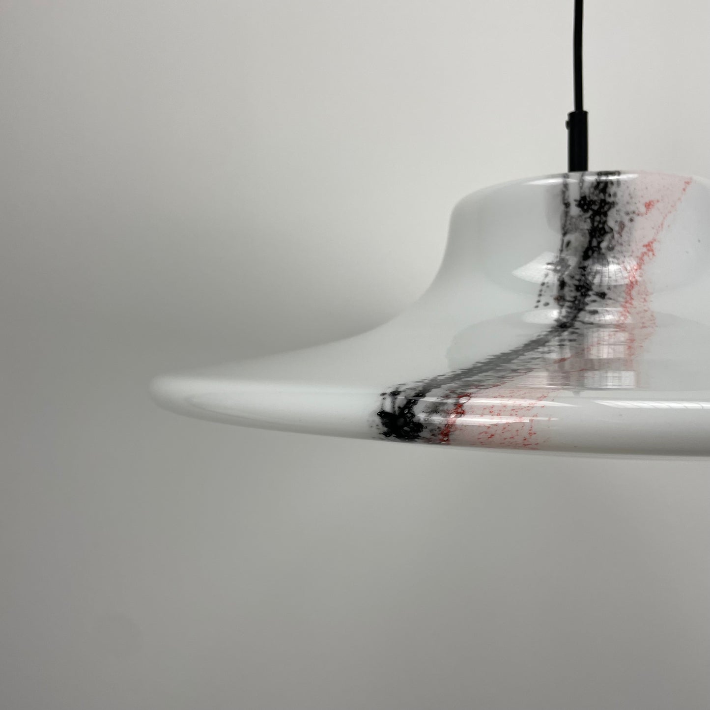 Large white glass UFO by Peill and Putzler pendant light XL 1970