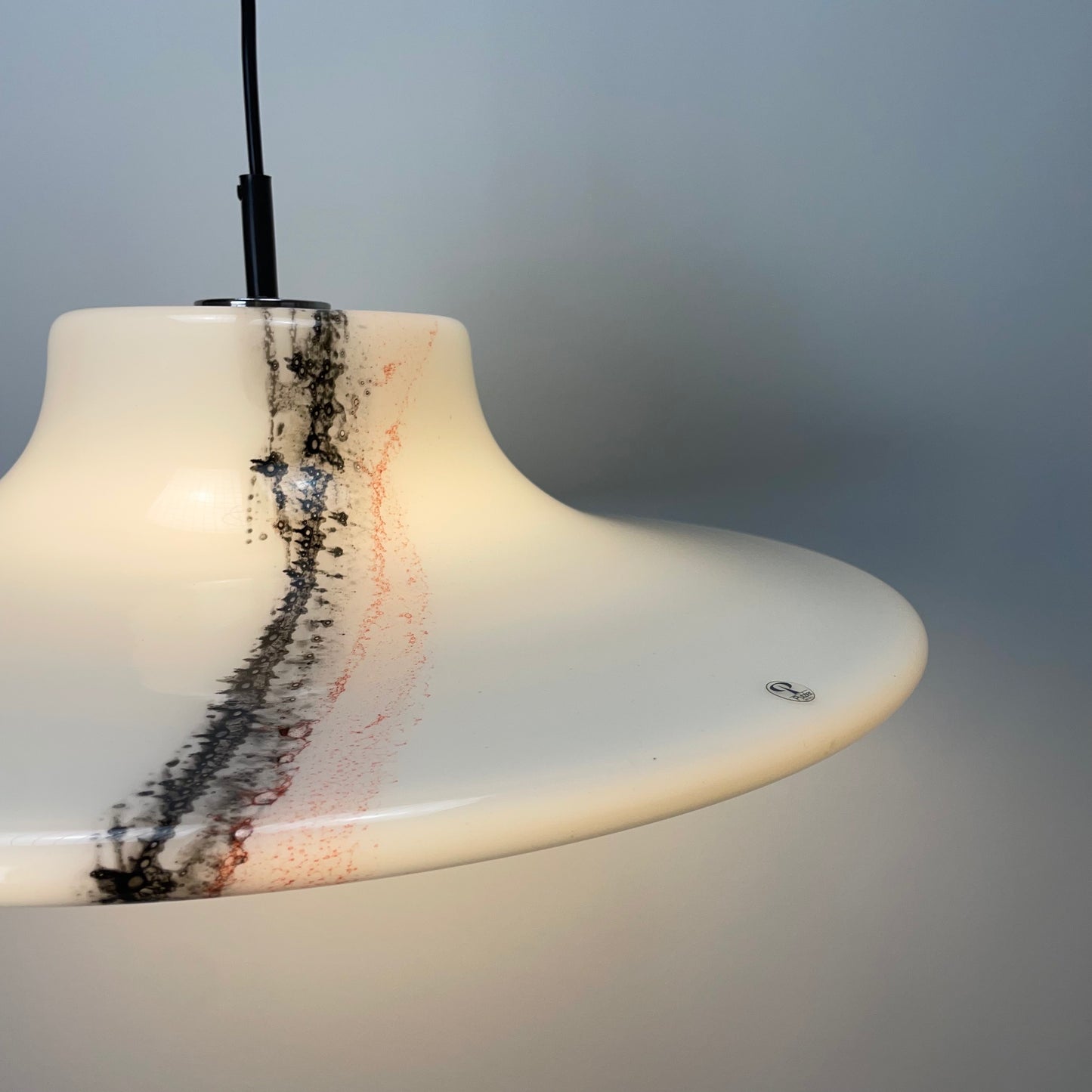 Large white glass UFO by Peill and Putzler pendant light XL 1970