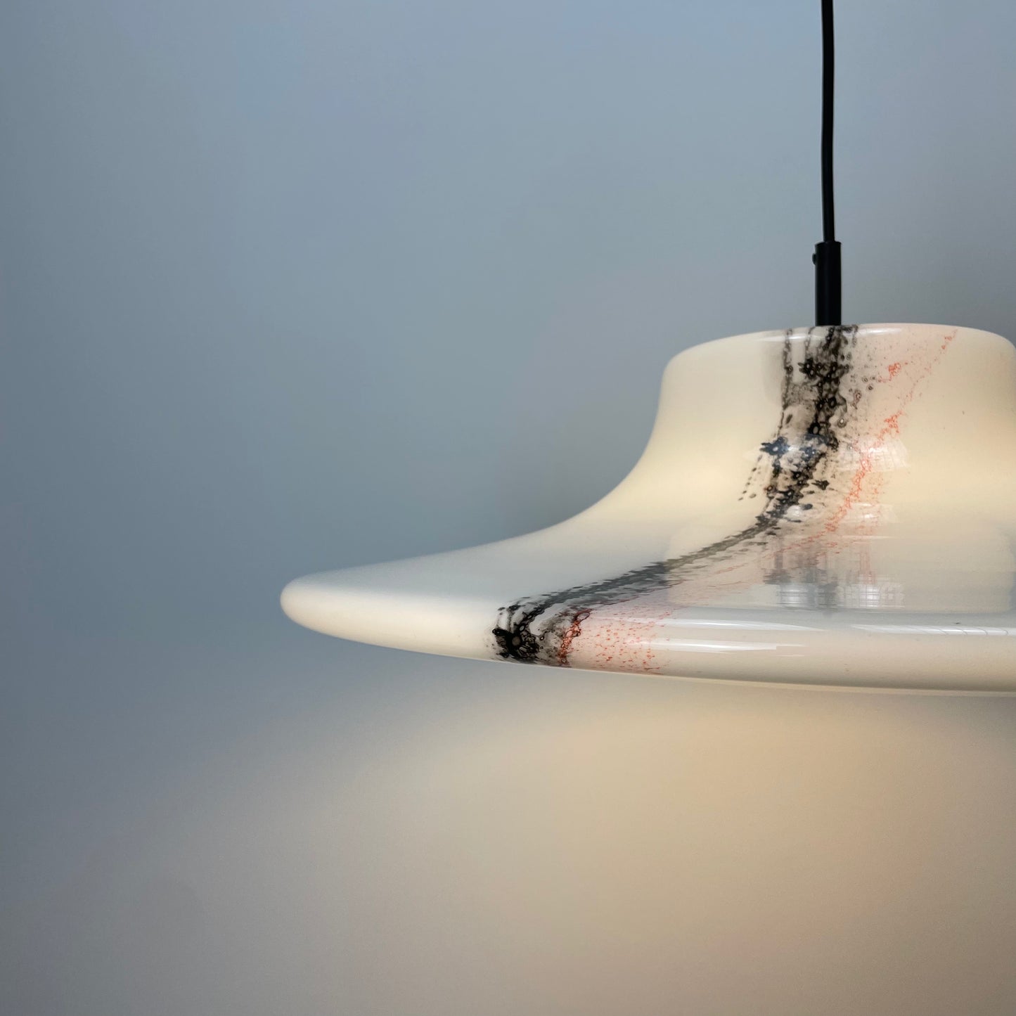 Large white glass UFO by Peill and Putzler pendant light XL 1970