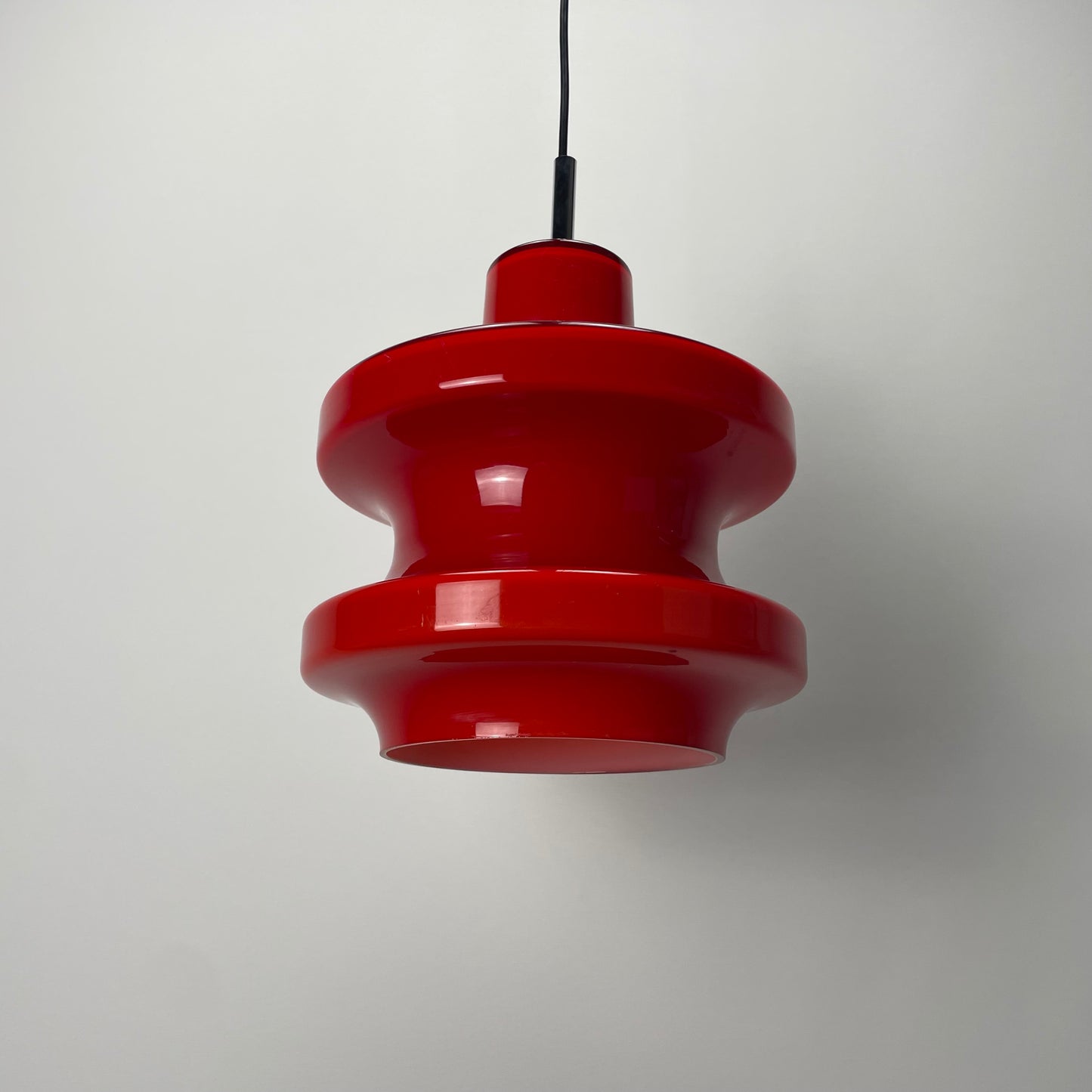 Large red glass pendant light by Peill and Putzler XL 1960