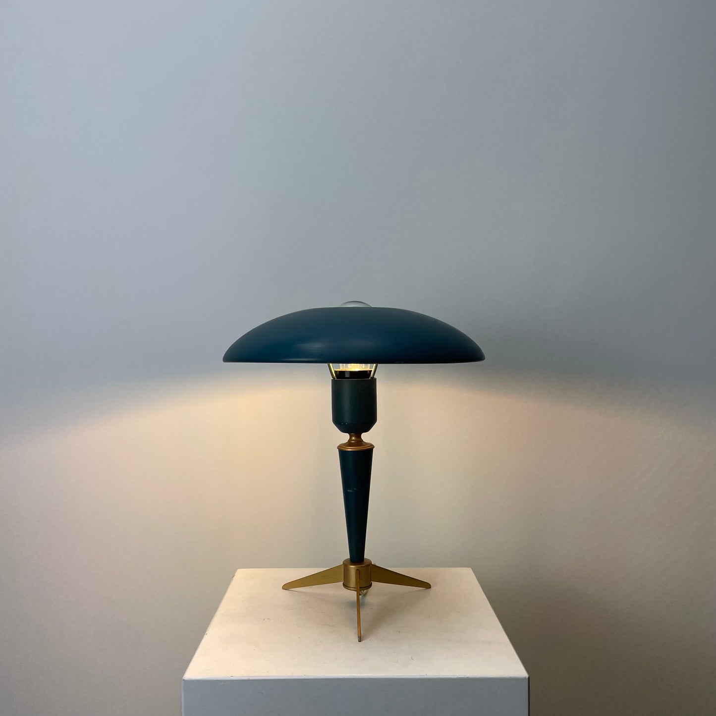 Green Bijou table lamp by Louis Kalff for Philips 1950