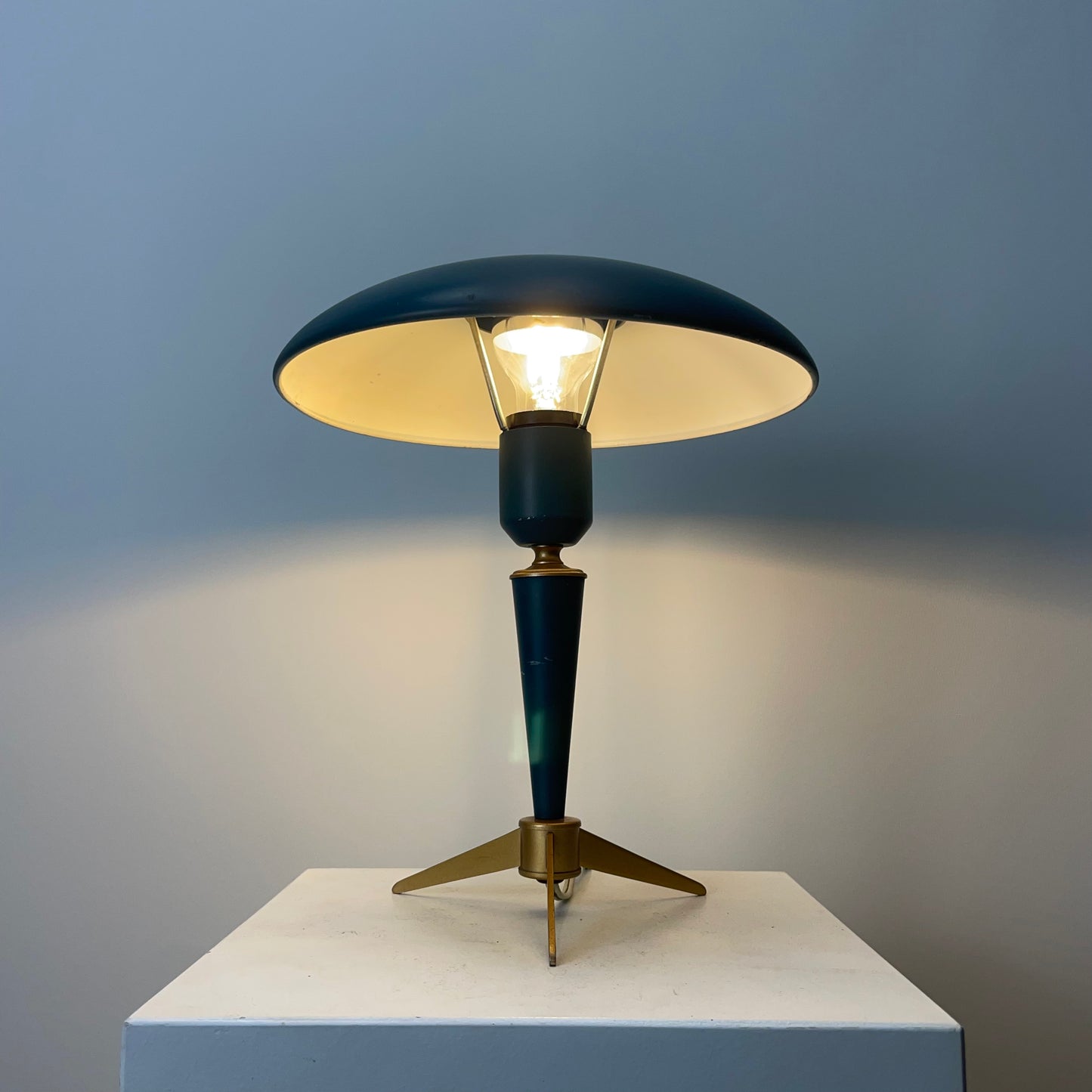 Green Bijou table lamp by Louis Kalff for Philips 1950