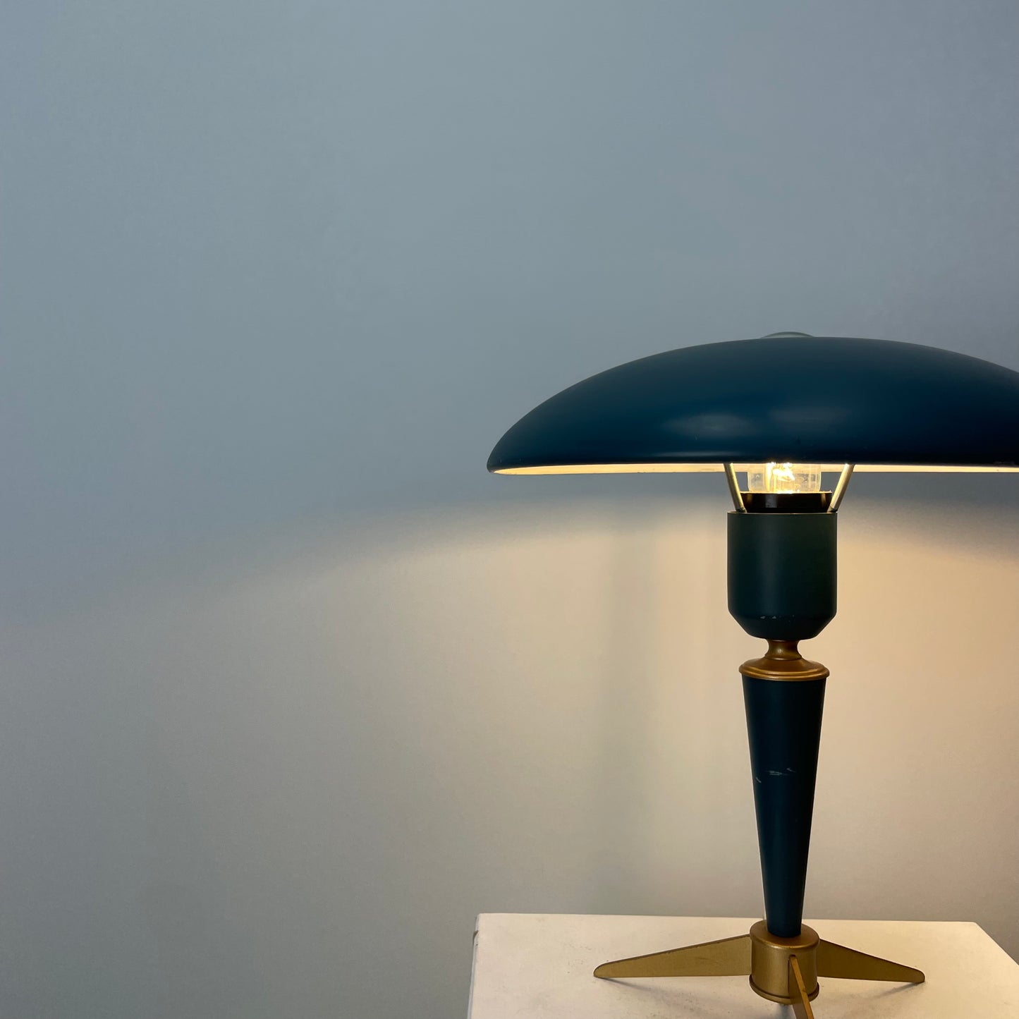 Green Bijou table lamp by Louis Kalff for Philips 1950
