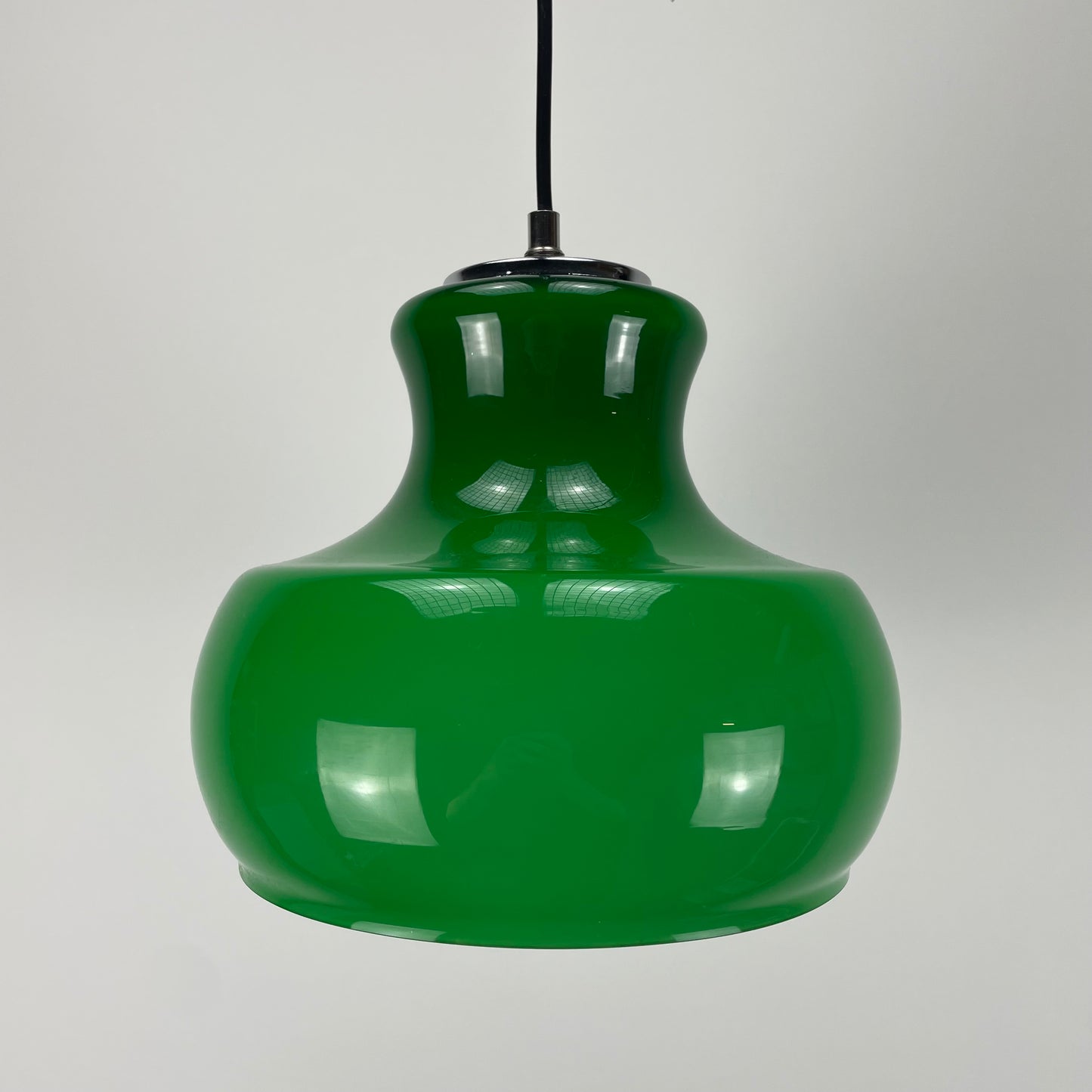 Opaline green glass pendant light from Germany 1970