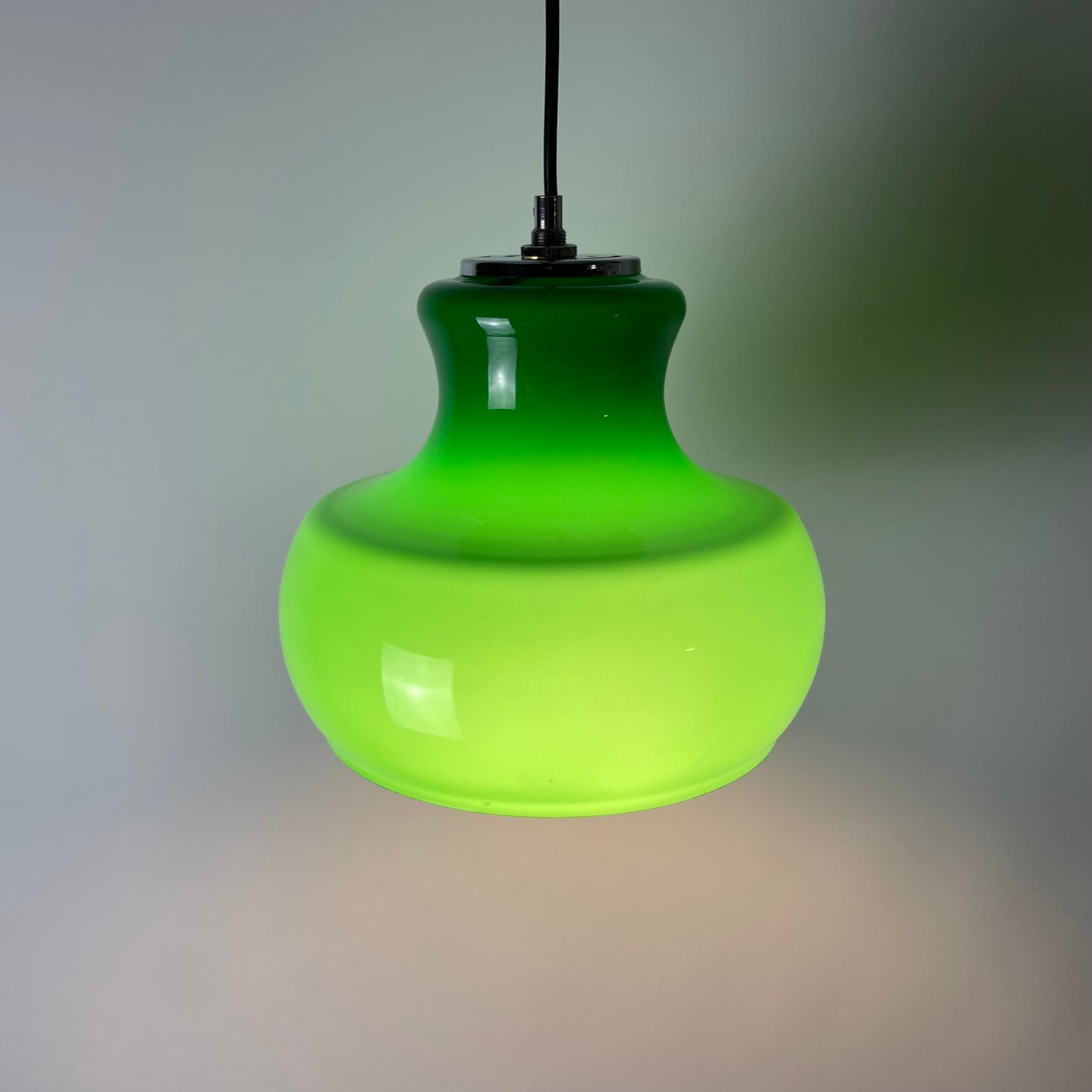 Opaline green glass pendant light from Germany 1970