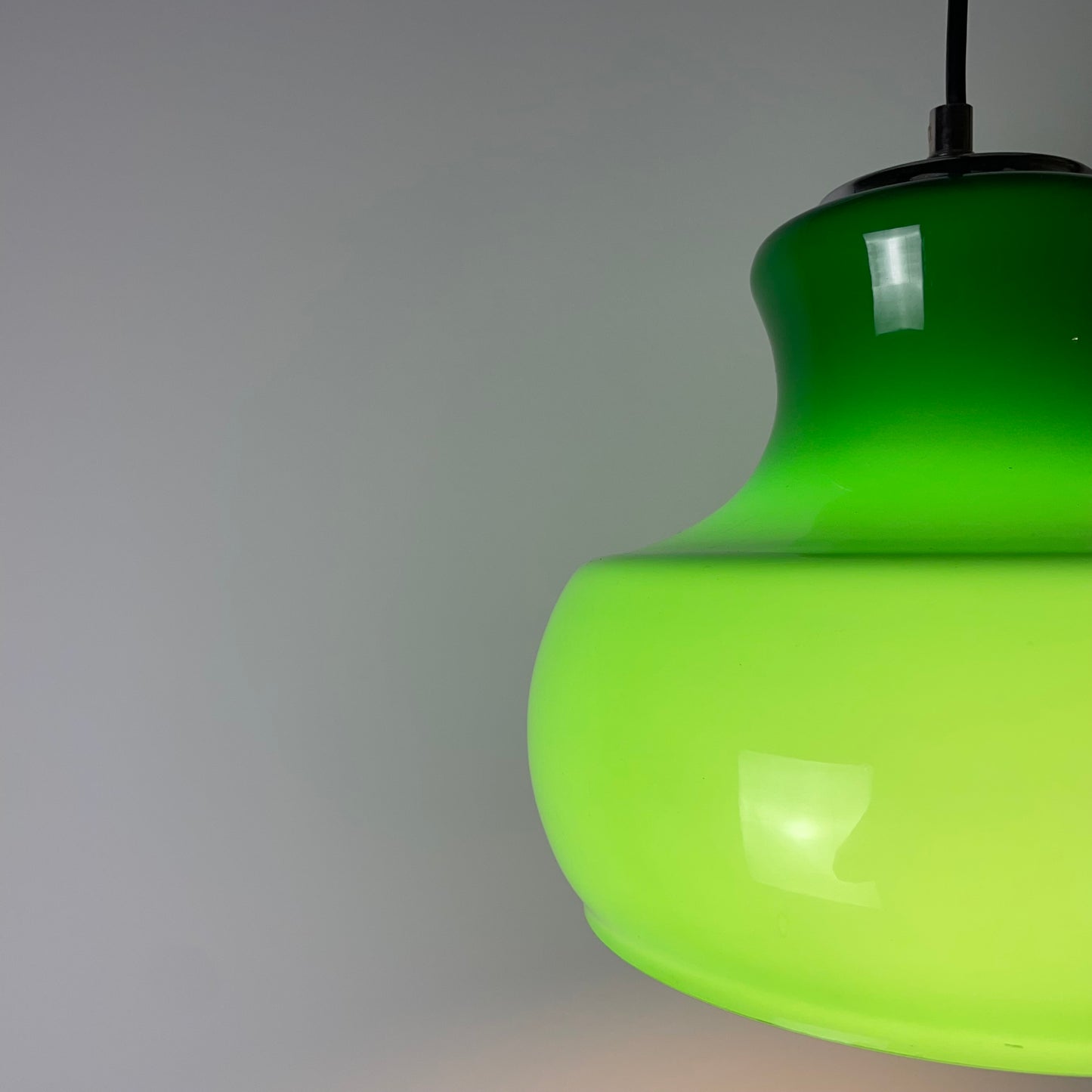 Opaline green glass pendant light from Germany 1970