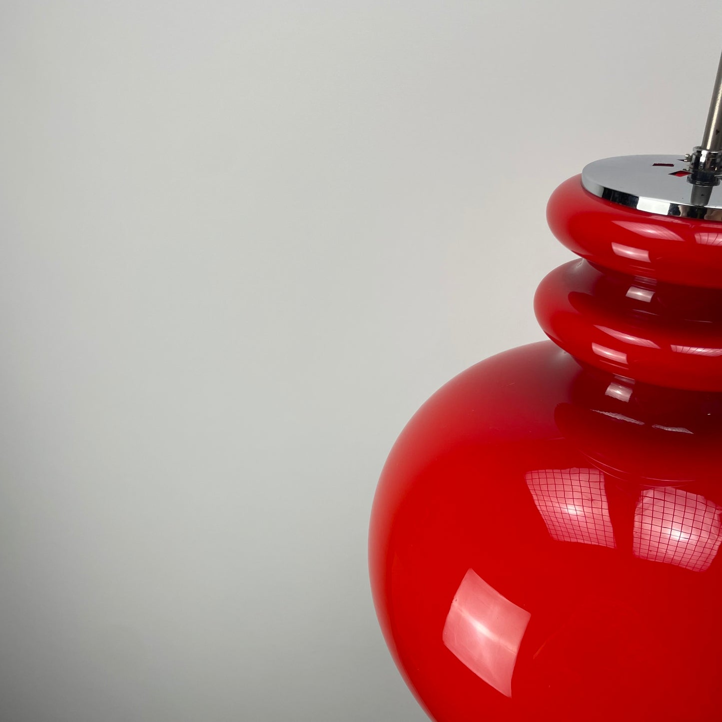 Large opaline red glass pendant light by Peill & Putzler 1960