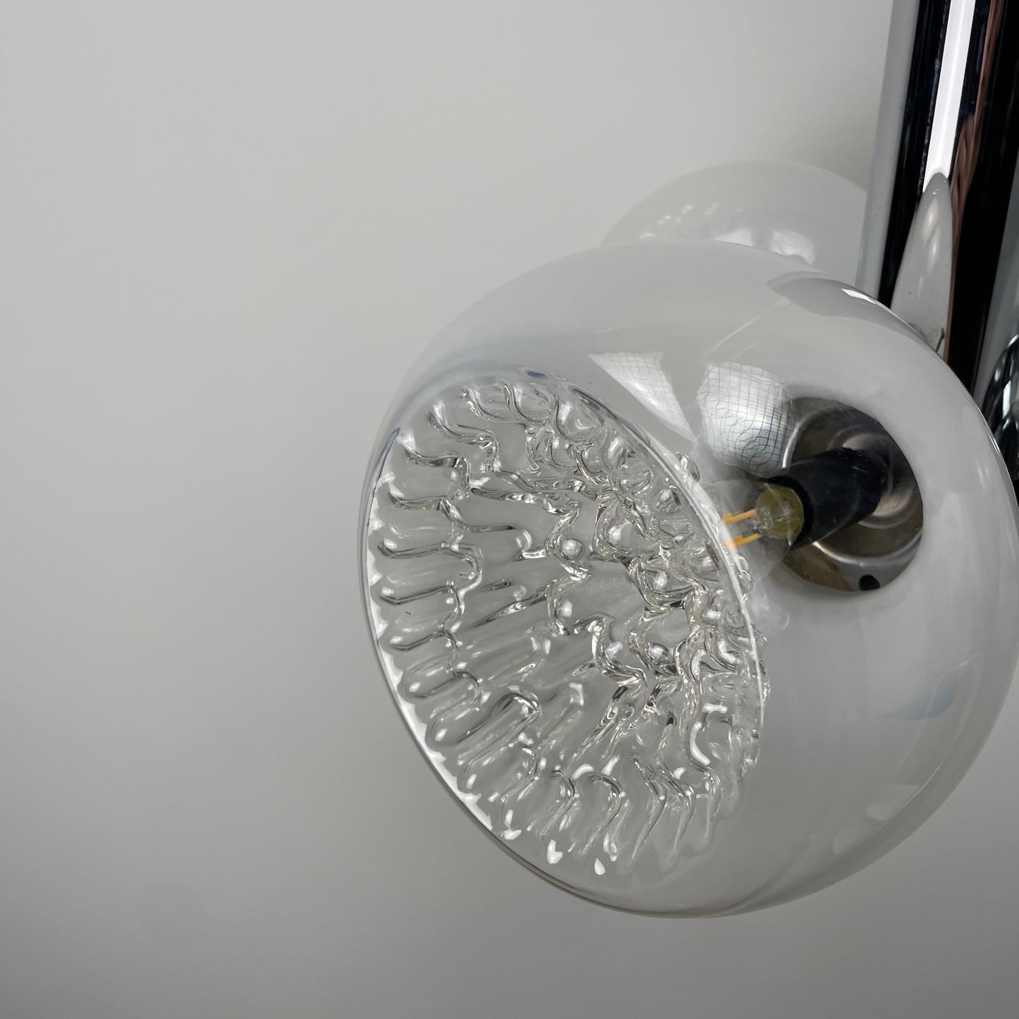 Murano glass and chrome pendant light by AV Mazzega 1960