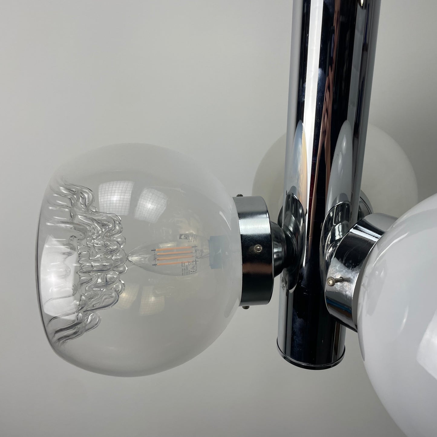 Murano glass and chrome pendant light by AV Mazzega 1960