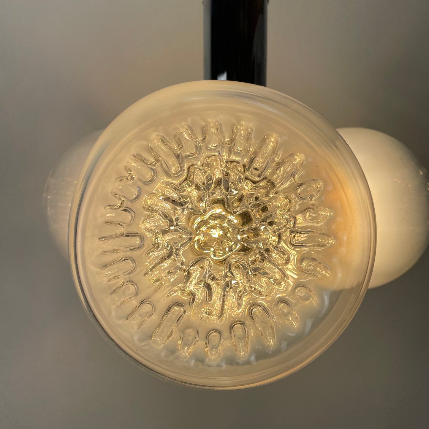 Murano glass and chrome pendant light by AV Mazzega 1960