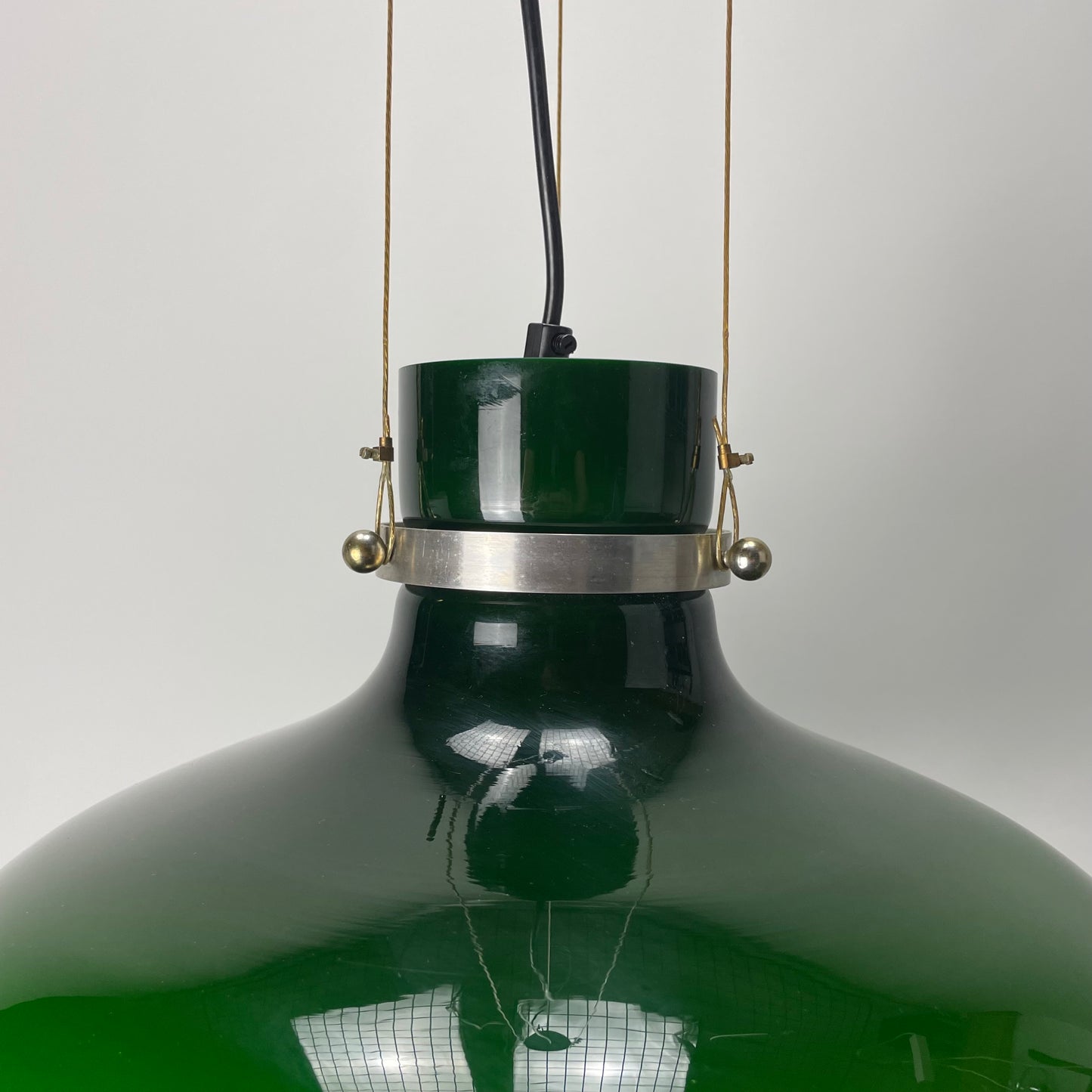 Opaline green glass pendant lamp XL by Holmegaard, Denmark 1960
