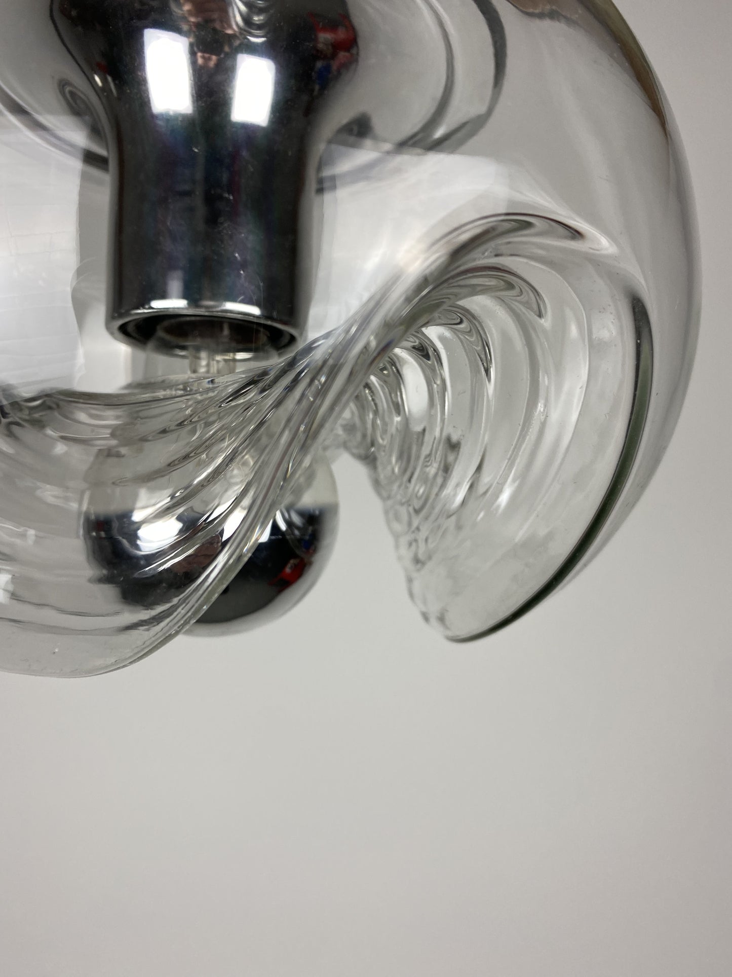 Waved glass and chrome Peill & Putzler Futura pendant light 1970