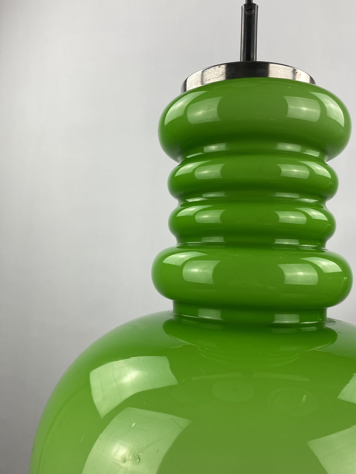 Large apple green glass pendant light from Germany, 1960
