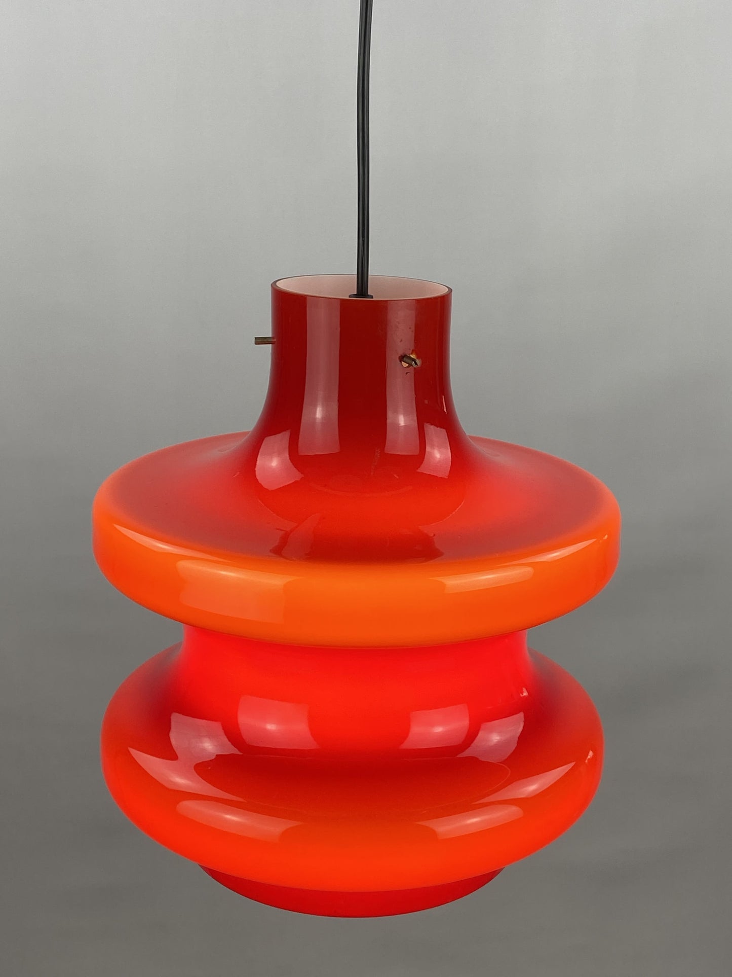 Large cherry red glass pendant light by Peill and Putzler XL 1960