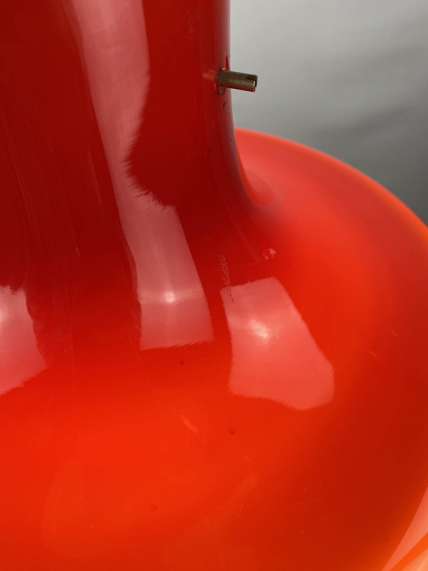Large cherry red glass pendant light by Peill and Putzler XL 1960