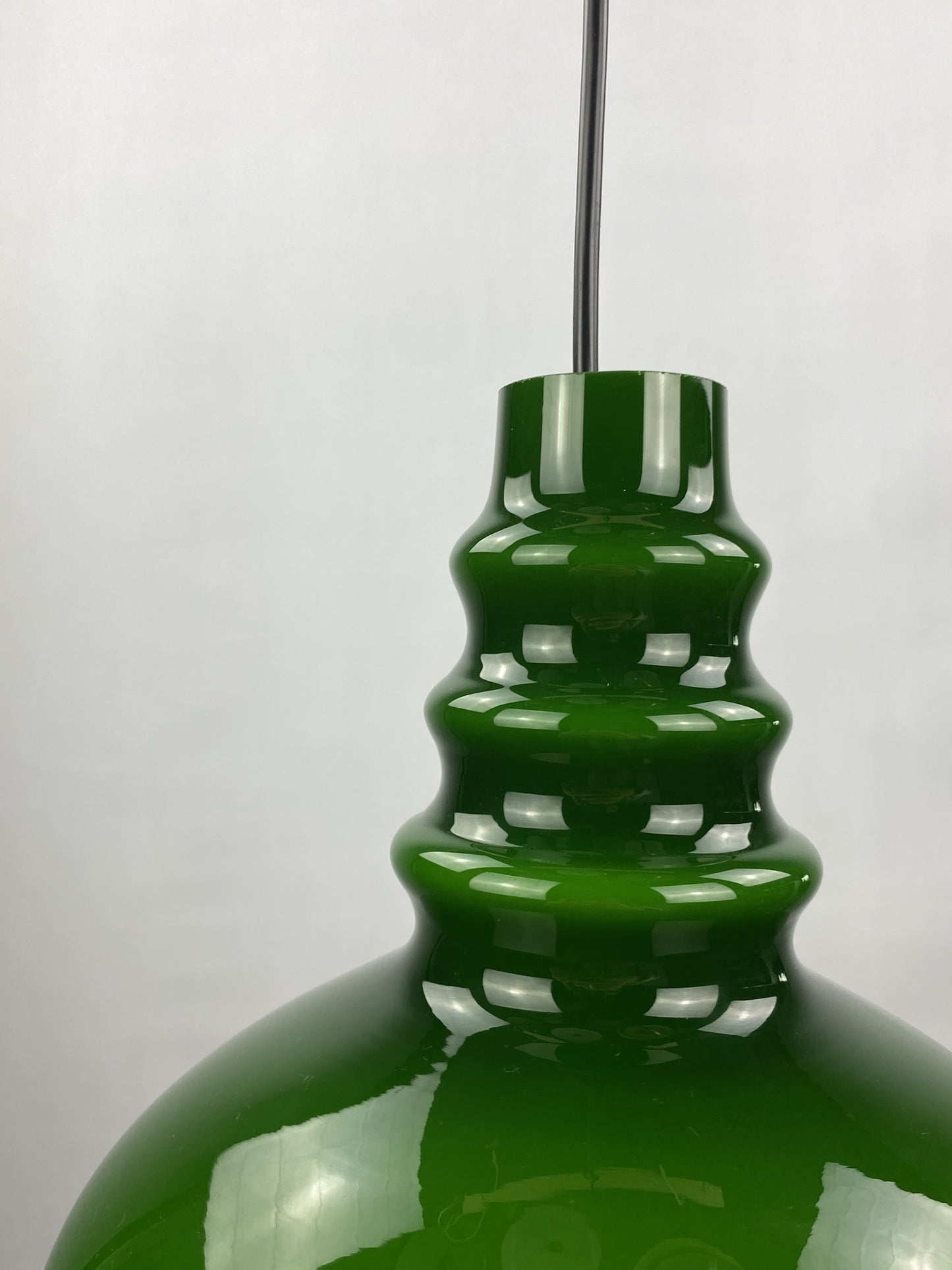 Rare dark green midcentury glass orange pendant light by Peill & Putzler 1960