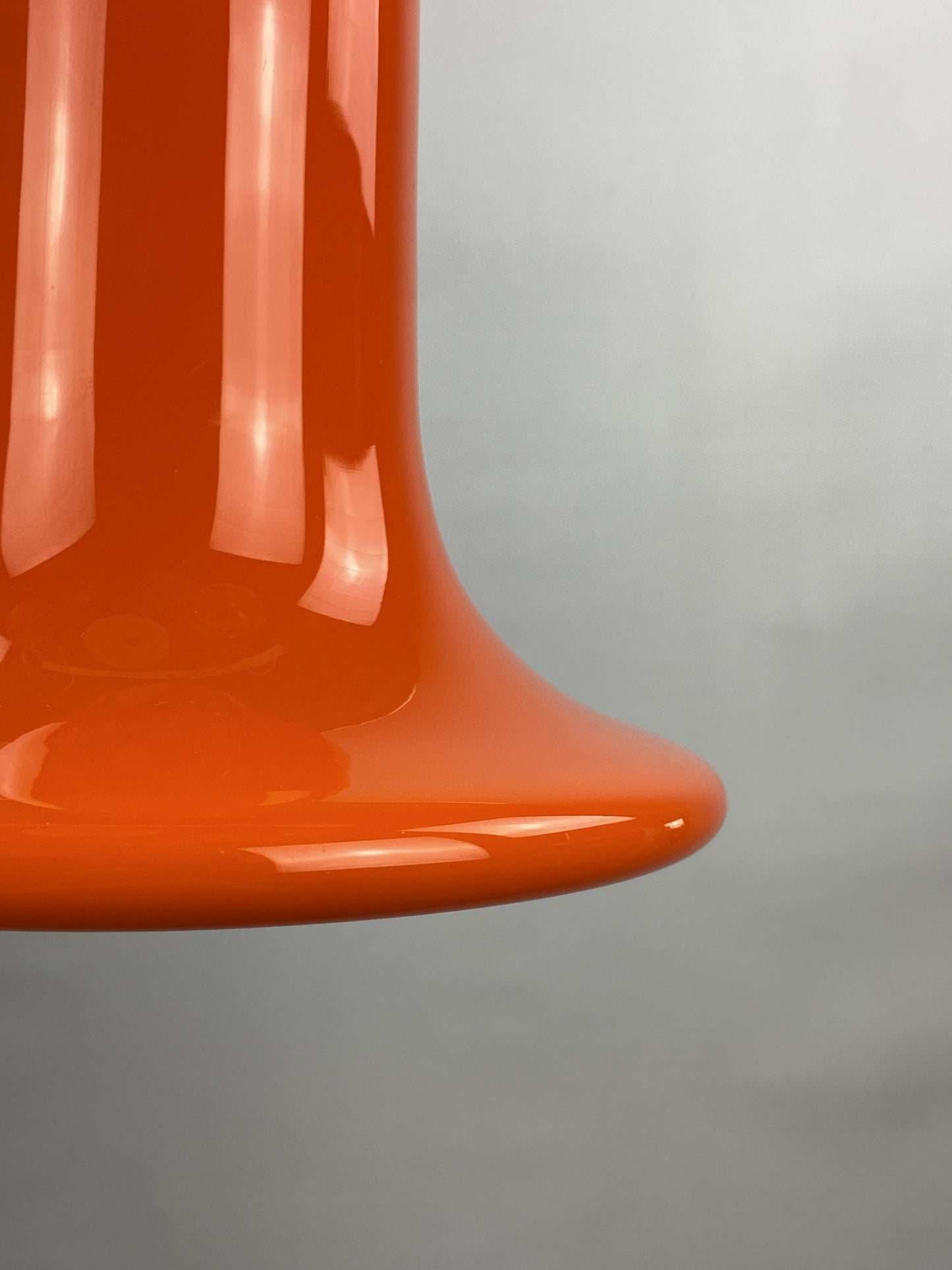 Rare orange trumpet shaped glass pendant light by Peill and Putzler 1960