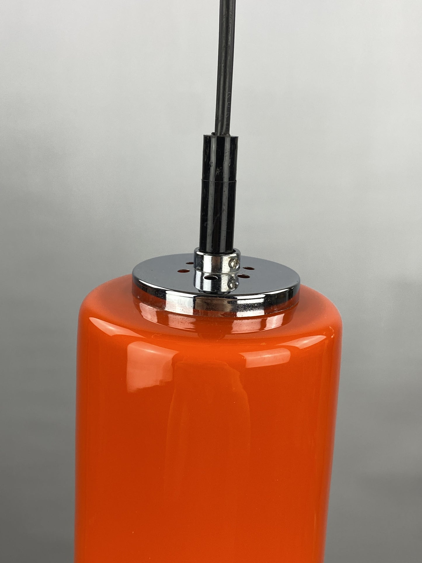 Rare orange trumpet shaped glass pendant light by Peill and Putzler 1960