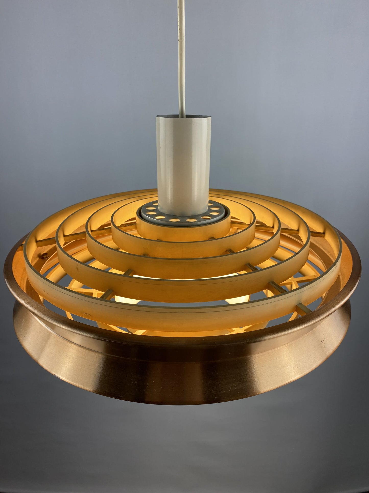 German UFO pendant light made by VEB Metalldrücker Halle from DDR
