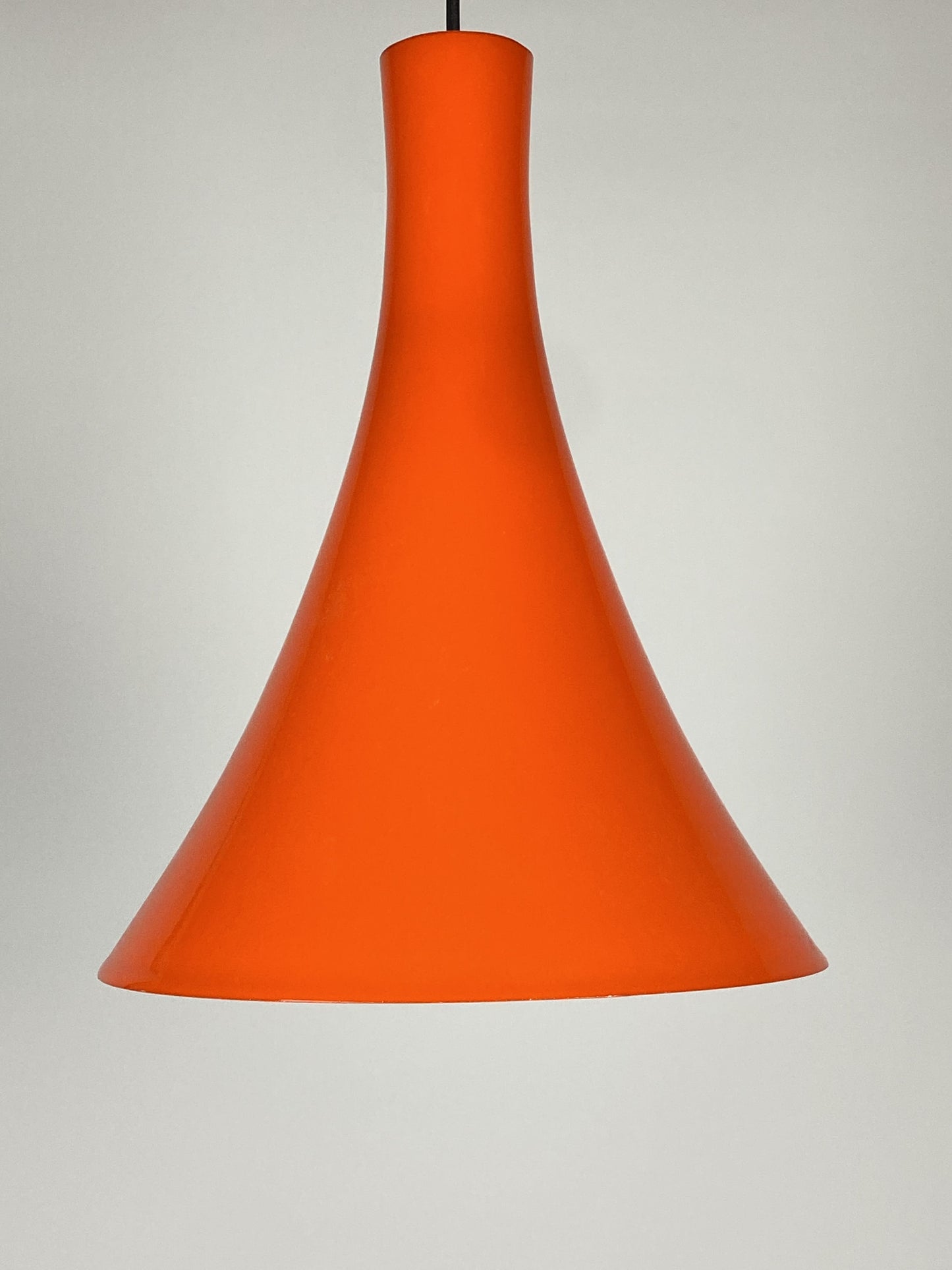 Orange glass trumpet pendant light 'Tokyo' by Wilhelm Braun-Feldweg for Peill & Putzler 1960