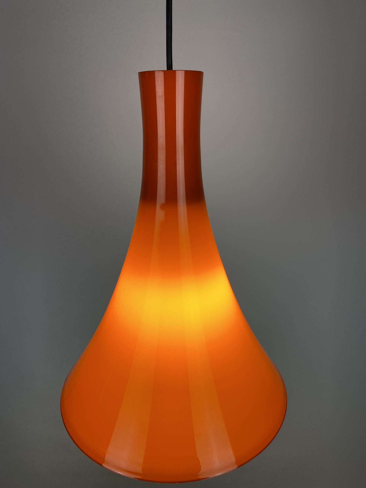 Orange glass trumpet pendant light 'Tokyo' by Wilhelm Braun-Feldweg for Peill & Putzler 1960