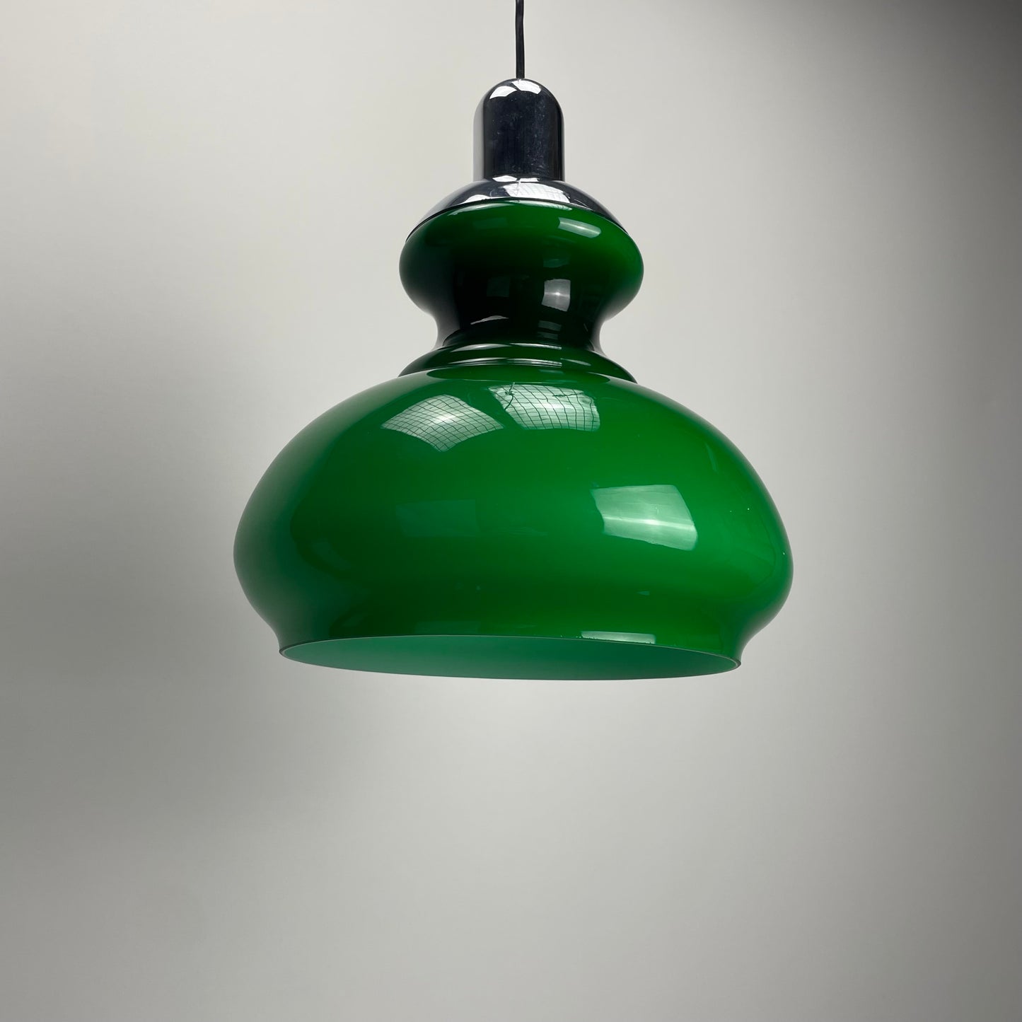Large opaline green glass pendant light from 1970