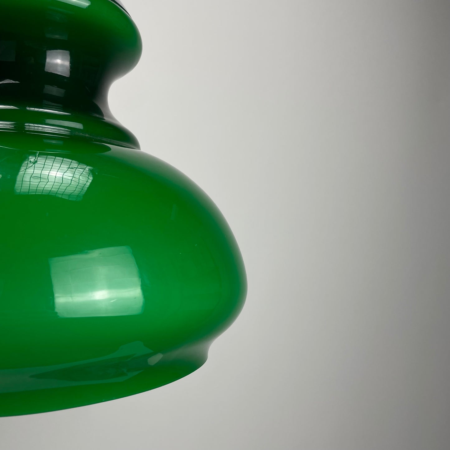 Large opaline green glass pendant light from 1970