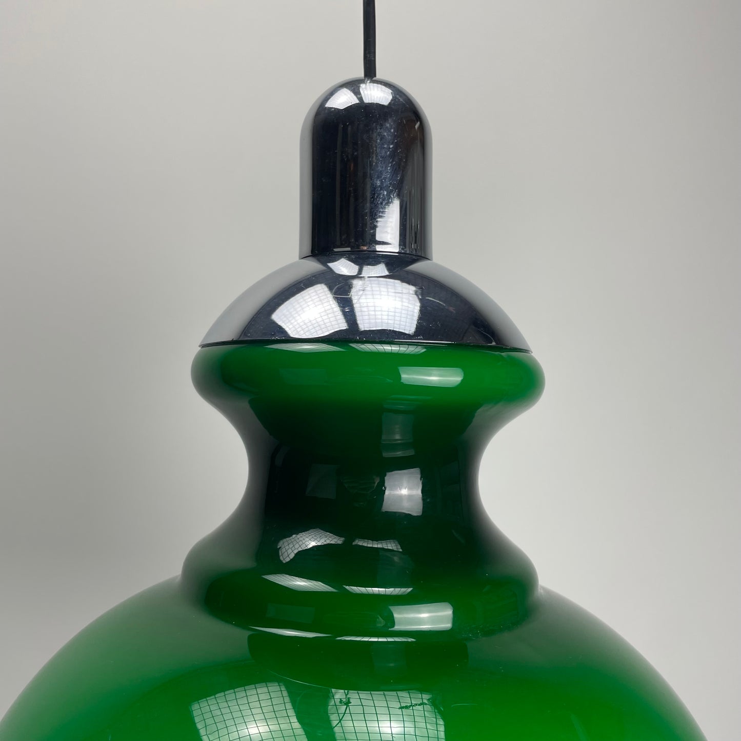 Large opaline green glass pendant light from 1970