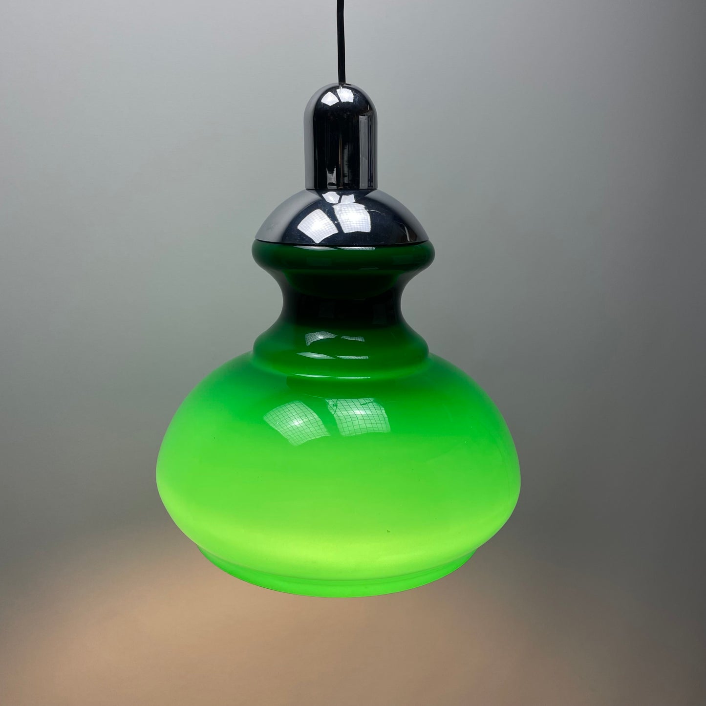 Large opaline green glass pendant light from 1970