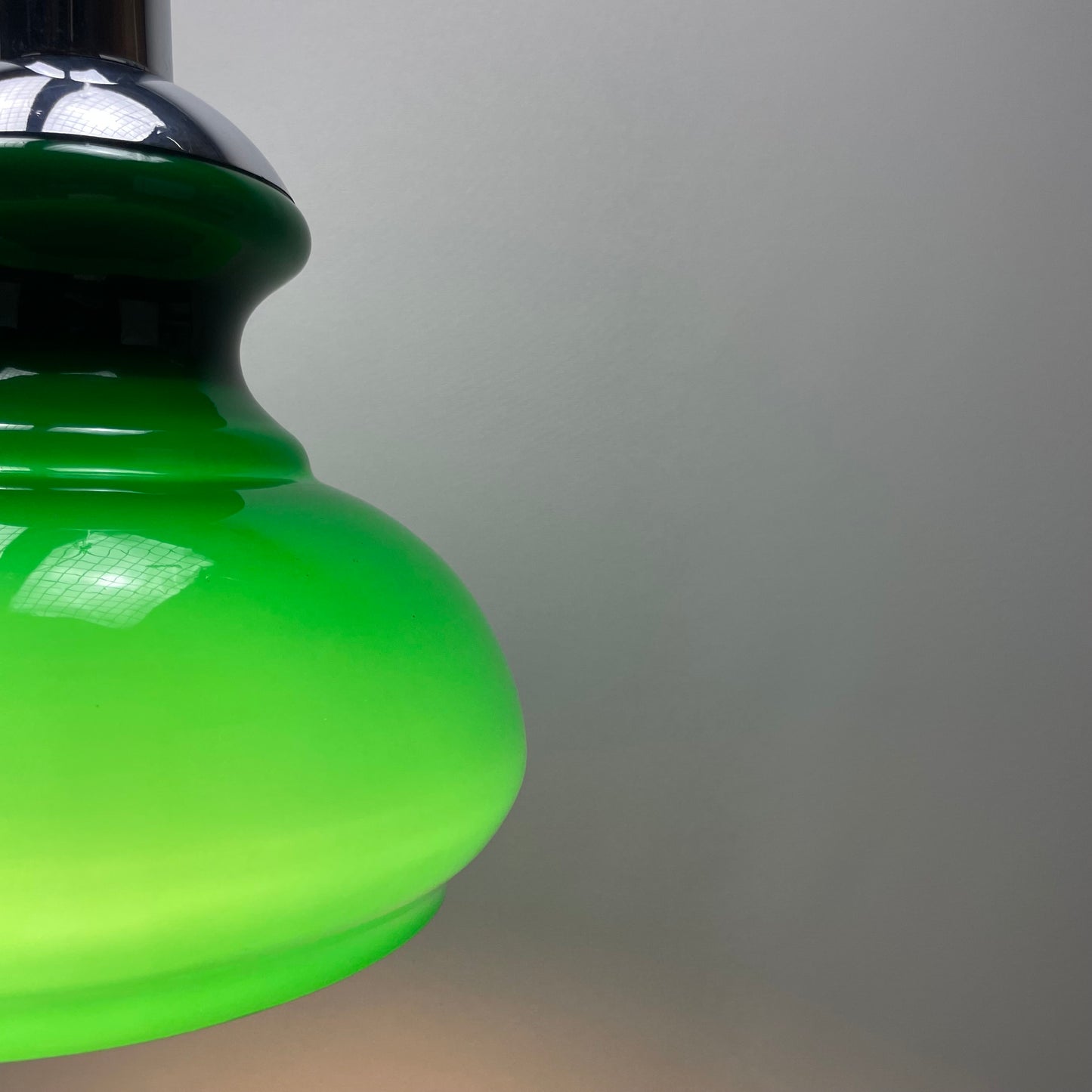 Large opaline green glass pendant light from 1970