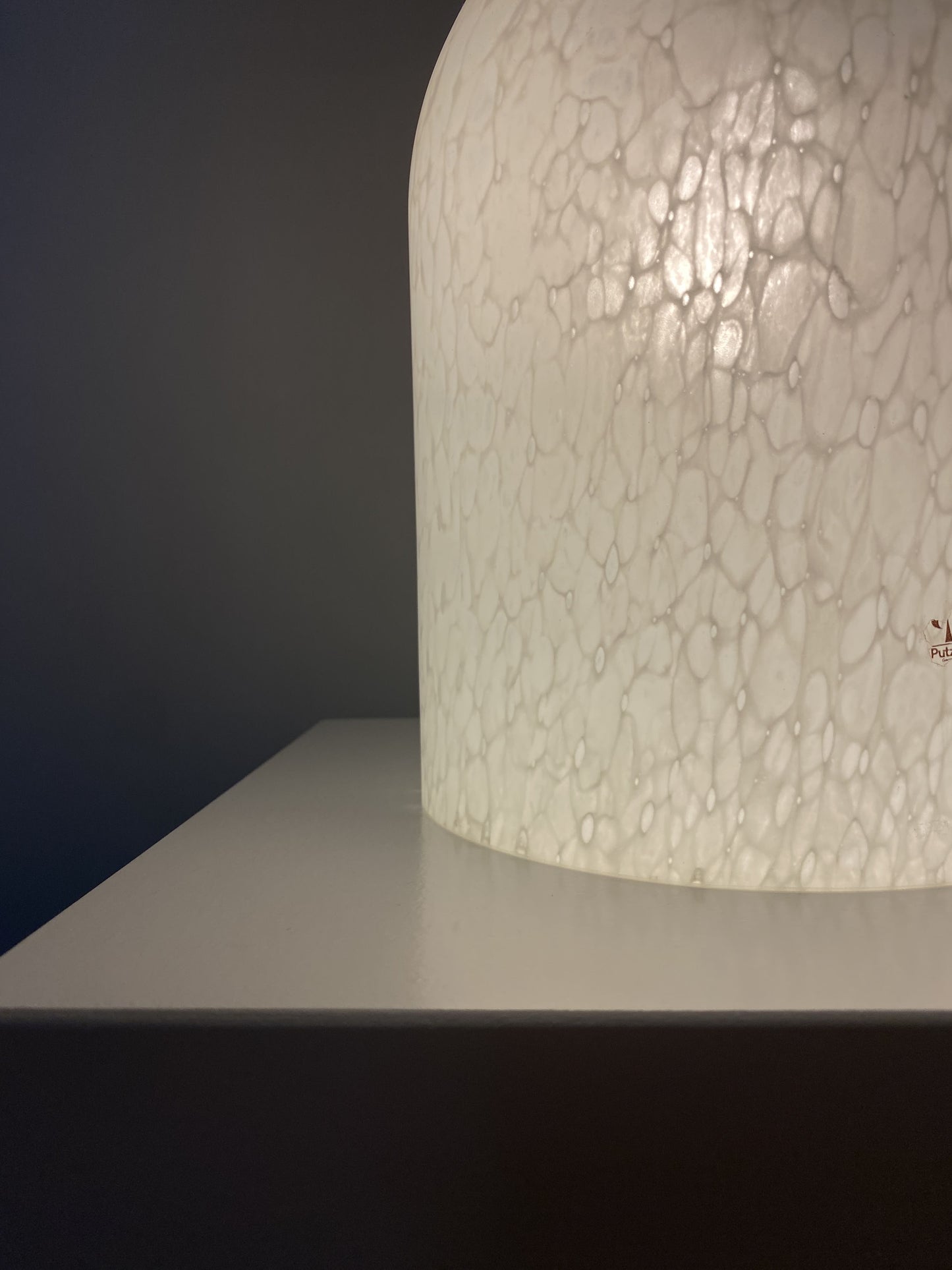 White crystal glass Peill and Putzler Dome table lamp 1970