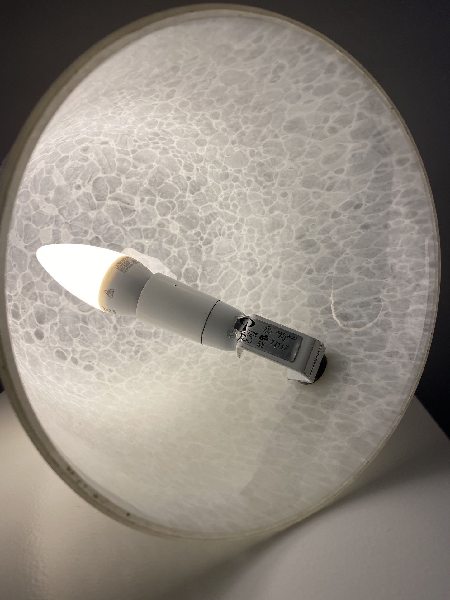 White crystal glass Peill and Putzler Dome table lamp 1970