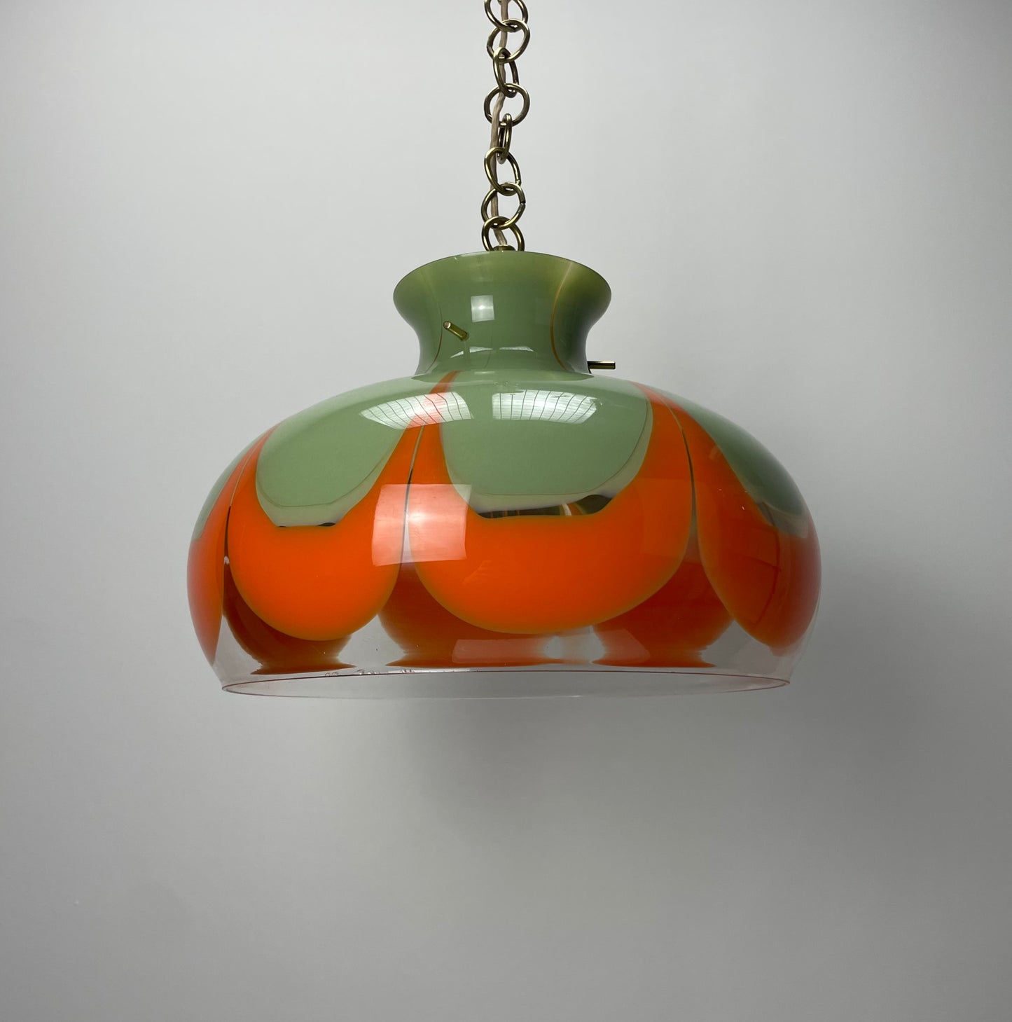 Rare glass pendant light by Kaiser Leuchten 1970