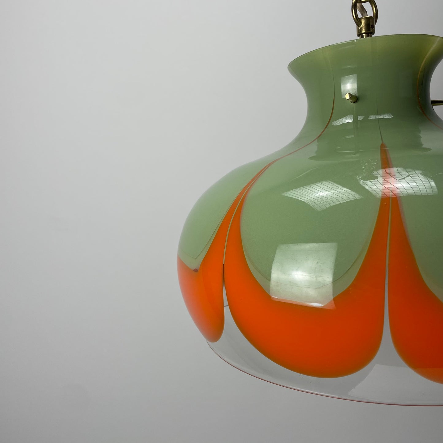 Rare glass pendant light by Kaiser Leuchten 1970