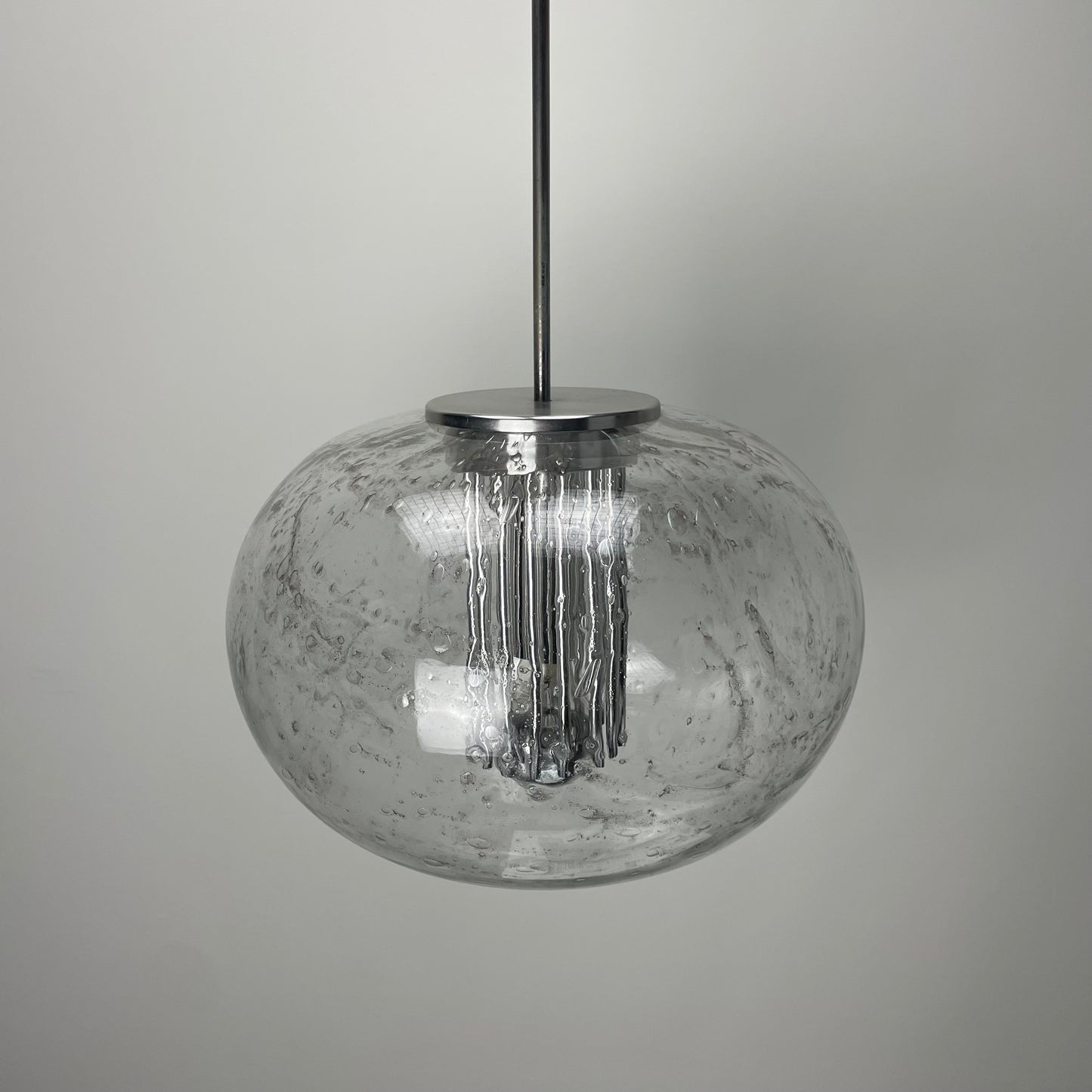 Rare glass pendant light by Doria Leuchten 1960