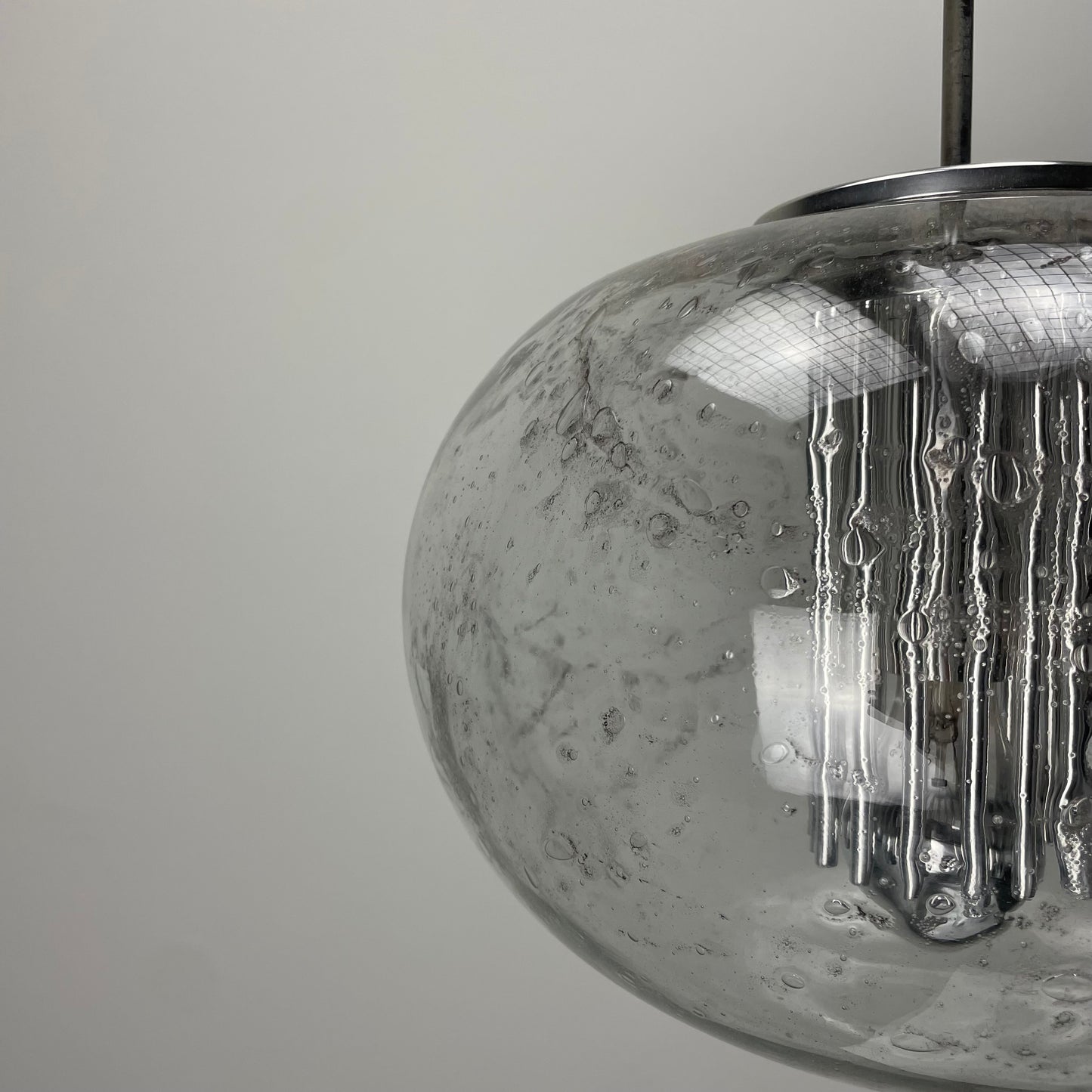Rare glass pendant light by Doria Leuchten 1960