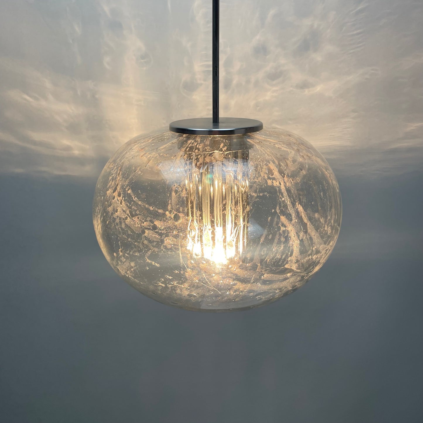 Rare glass pendant light by Doria Leuchten 1960