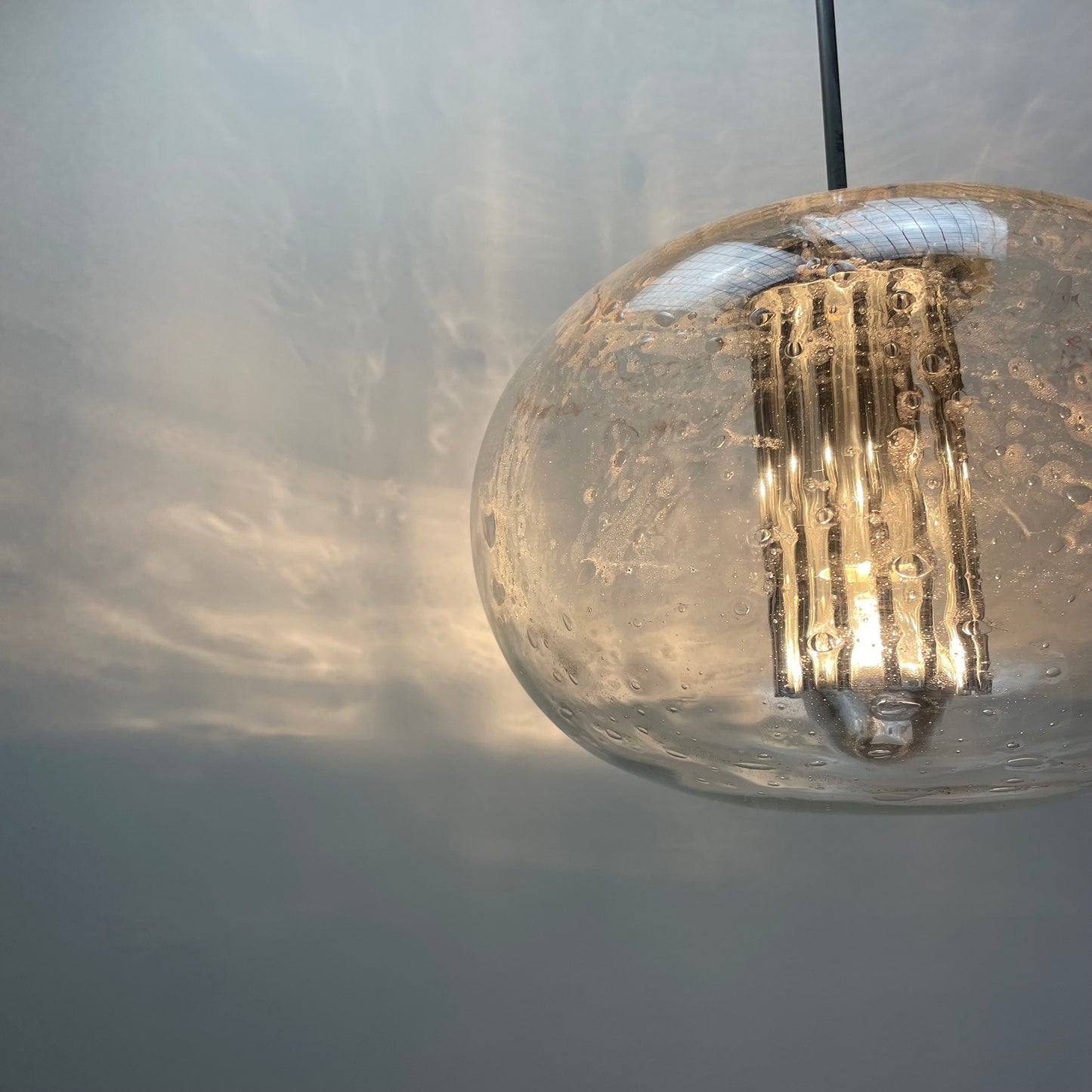 Rare glass pendant light by Doria Leuchten 1960