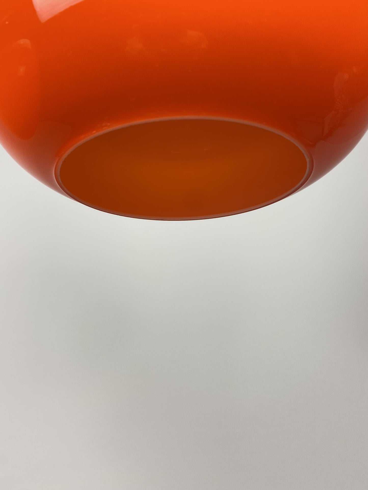 Bright orange midcentury glass pendant light by Peill & Putzler 1960